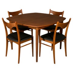 Mid Century Teak Dining Set, 4 Chairs, Gustav Bahus Table, Norway, 1960s
