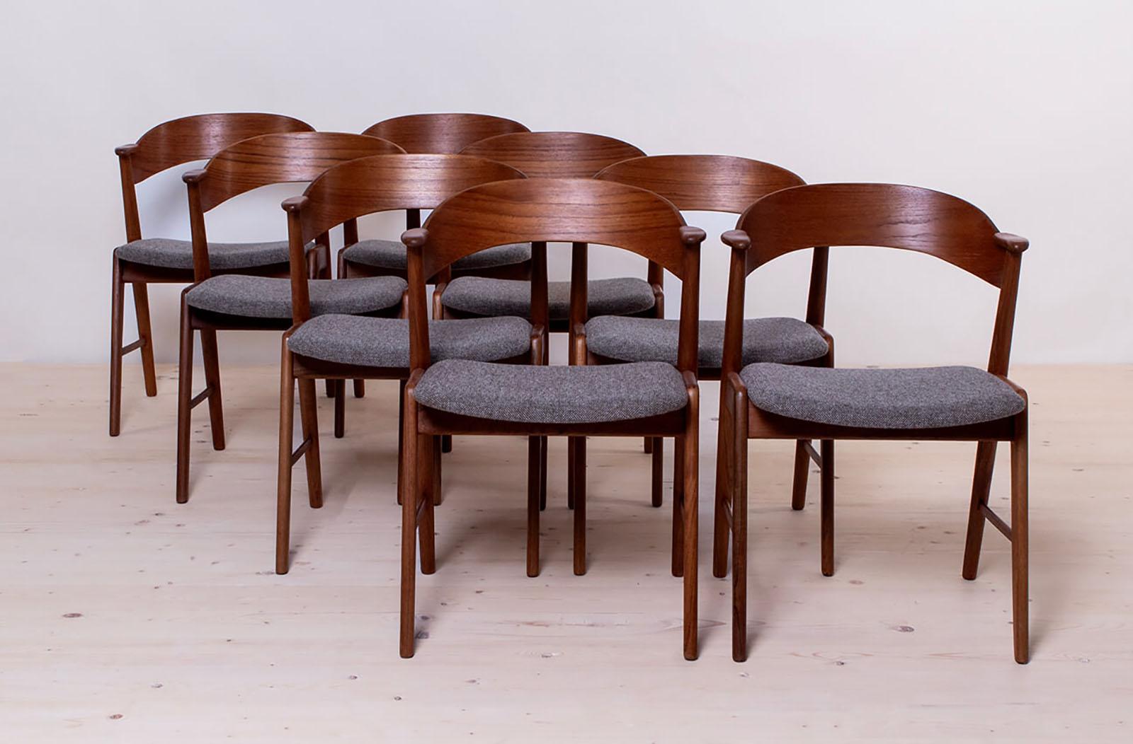 Teck Ensemble de salle à manger en teck du milieu du siècle par Korup, 8 chaises, table extensible, Danemark, années 1960