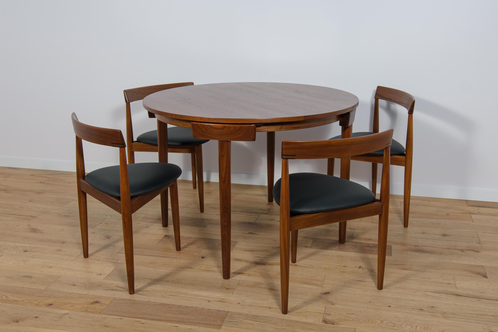 Mid-Century Modern Ensemble table et chaises de salle à manger en teck du milieu du siècle par Hans Olsen pour Frem Røjle, années 1950 en vente