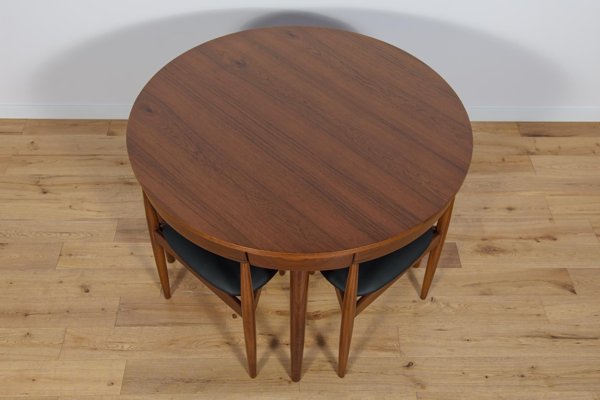 Travail du bois Ensemble table et chaises de salle à manger en teck du milieu du siècle par Hans Olsen pour Frem Røjle, années 1950 en vente