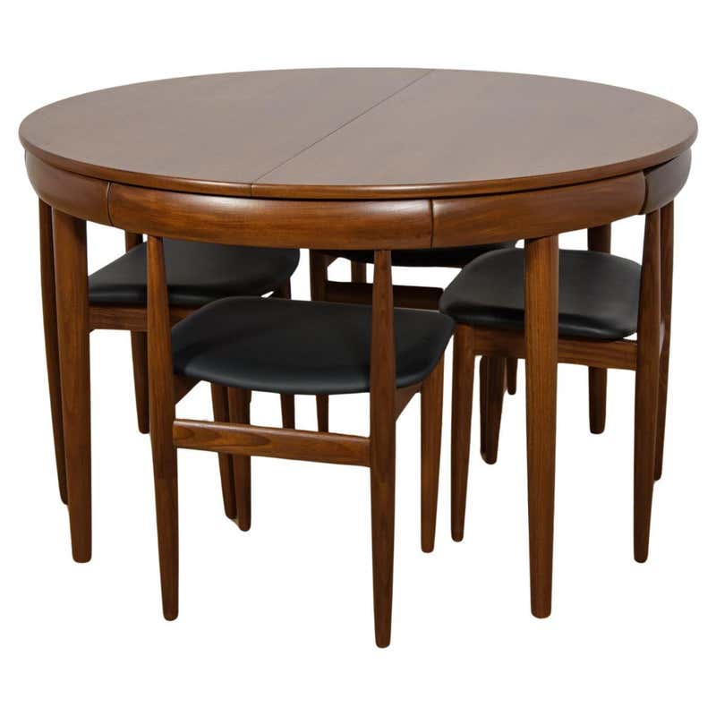 Rosewood Dining Table with Nested Chairs by Hans Olsen at 1stDibs ...