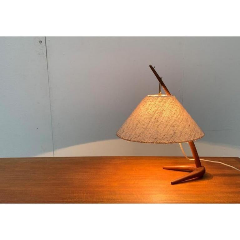 Mid-Century Teak Dornstab Table Lamp by A. Pöll for Kalmar, 1940s For Sale 5