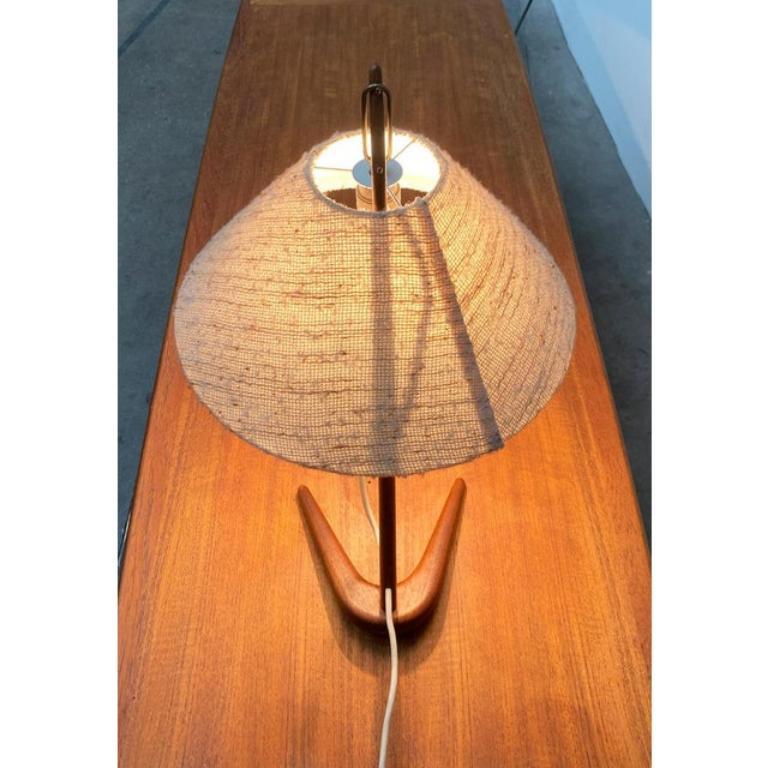 Austrian Mid-Century Teak Dornstab Table Lamp by A. Pöll for Kalmar, 1940s For Sale