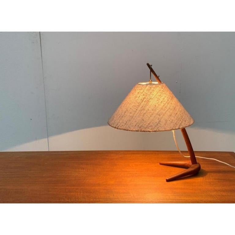 20th Century Mid-Century Teak Dornstab Table Lamp by A. Pöll for Kalmar, 1940s For Sale