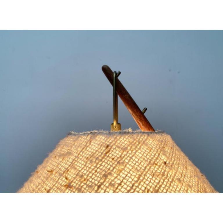 Metal Mid-Century Teak Dornstab Table Lamp by A. Pöll for Kalmar, 1940s For Sale