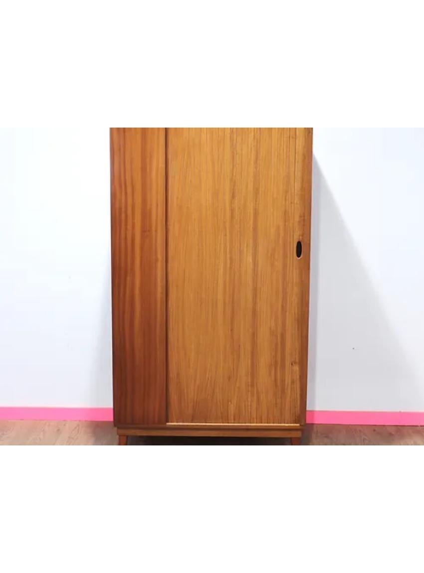 Mid Century Teak Double Armoire With Tambour Door By Austinsuite In Good Condition In Los Angeles, CA