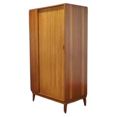 Mid Century Teak Double Armoire With Tambour Door By Austinsuite