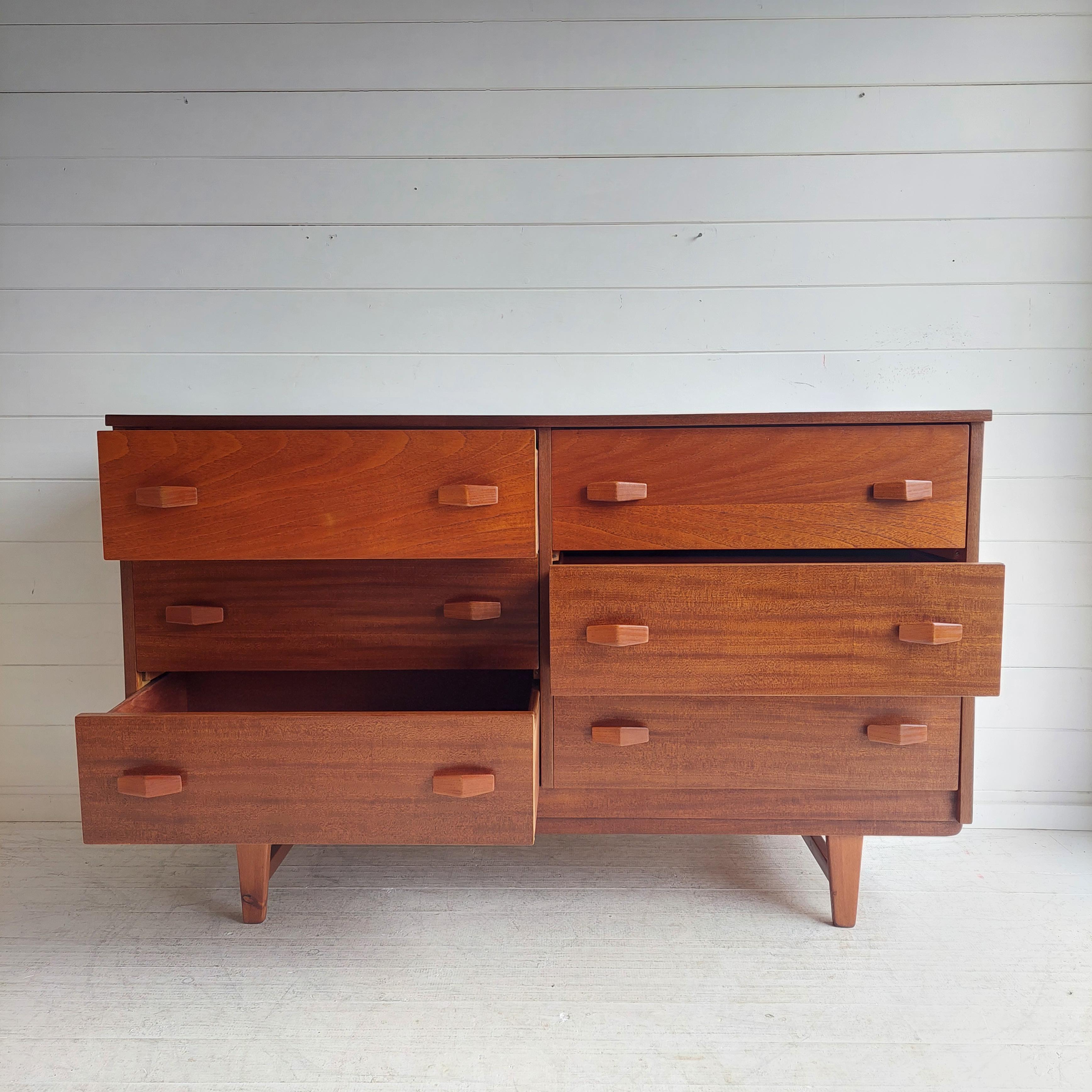 20th Century Mid Century Teak Double Chest Of Drawers Dresser Sideboard Danish, 1950