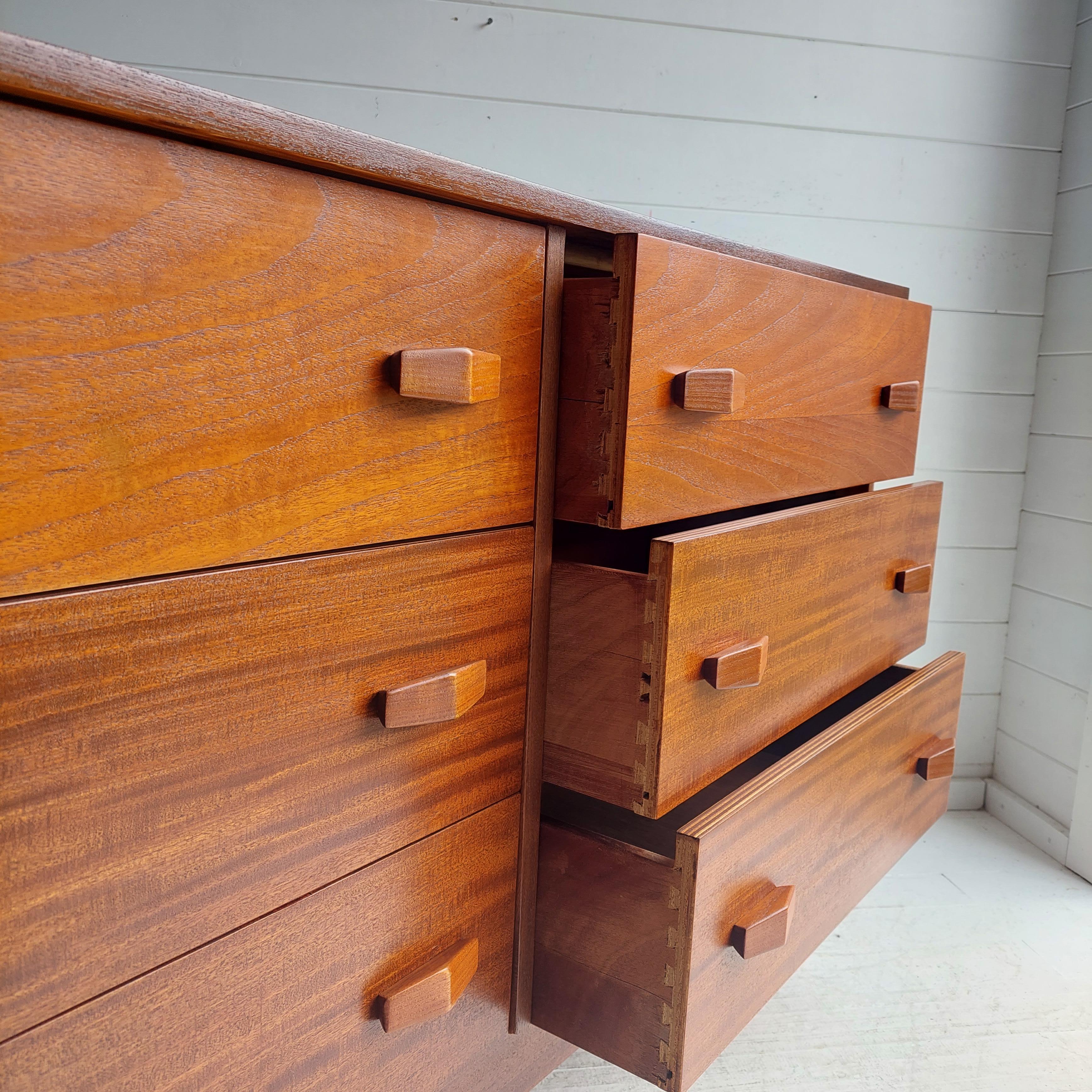 Mid Century Teak Double Chest Of Drawers Dresser Sideboard Danish, 1950 3
