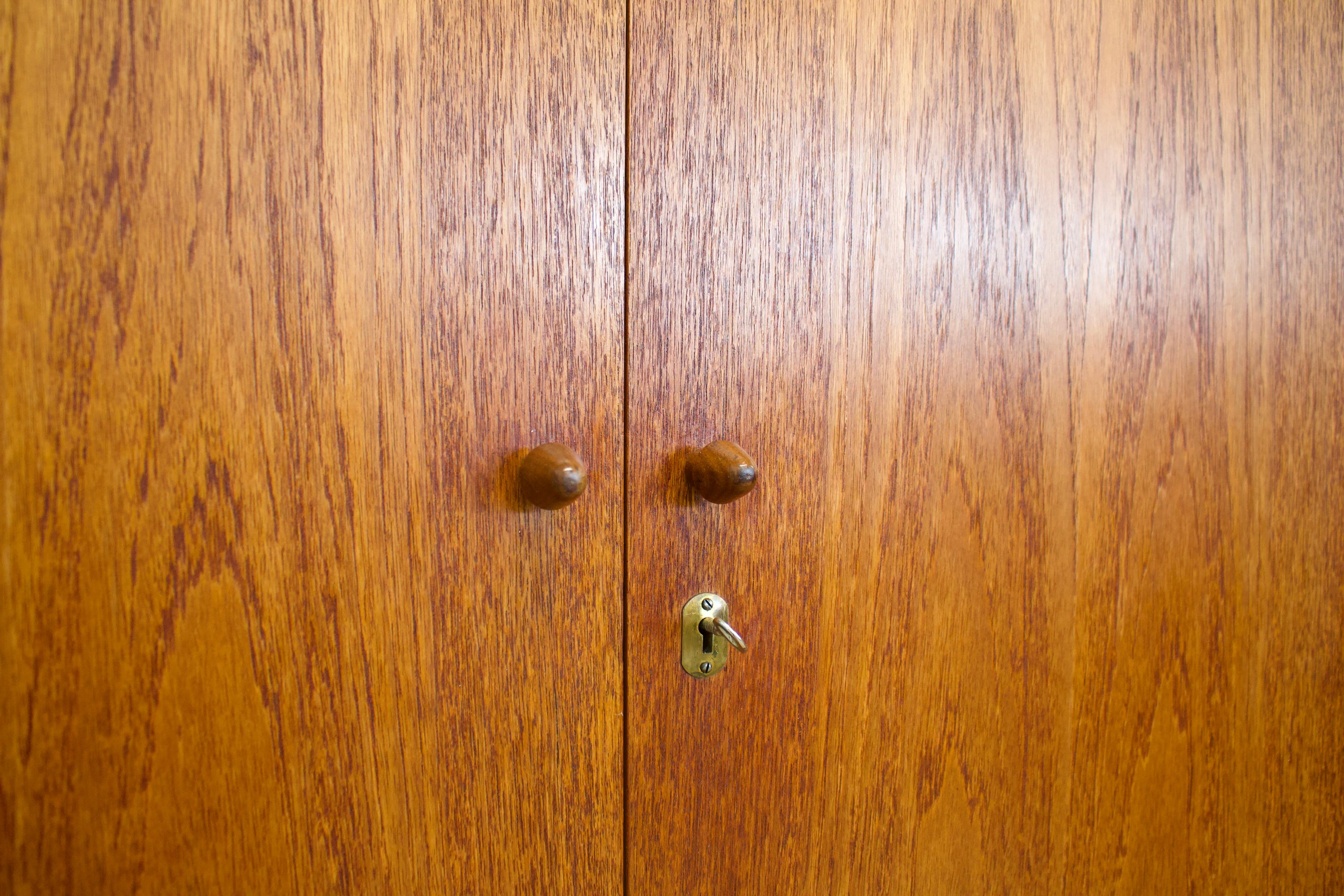 20th Century Mid Century Teak Double Door Wardrobe, 1960s For Sale