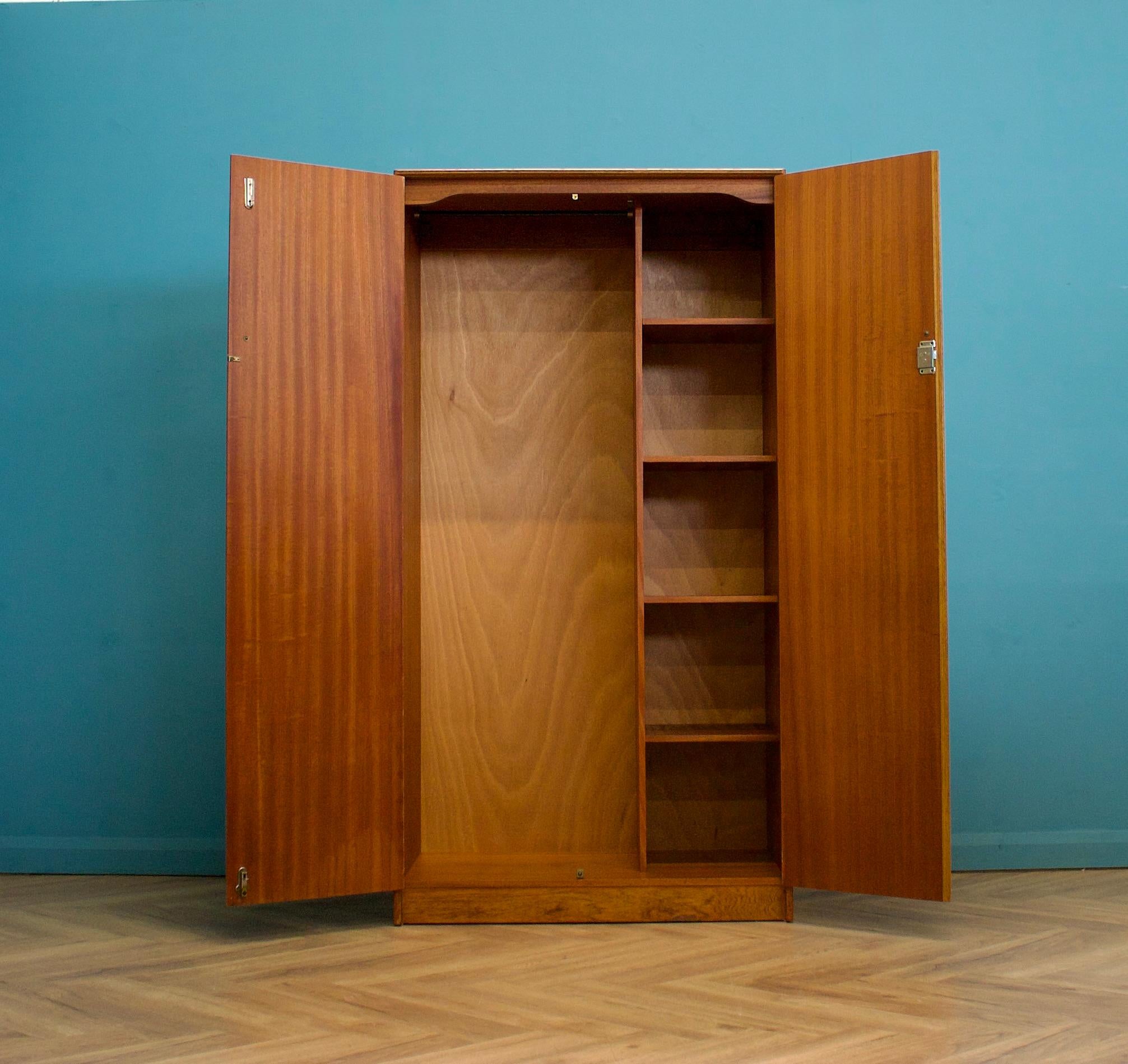 Mid Century Teak Double Door Wardrobe, 1960s For Sale 2