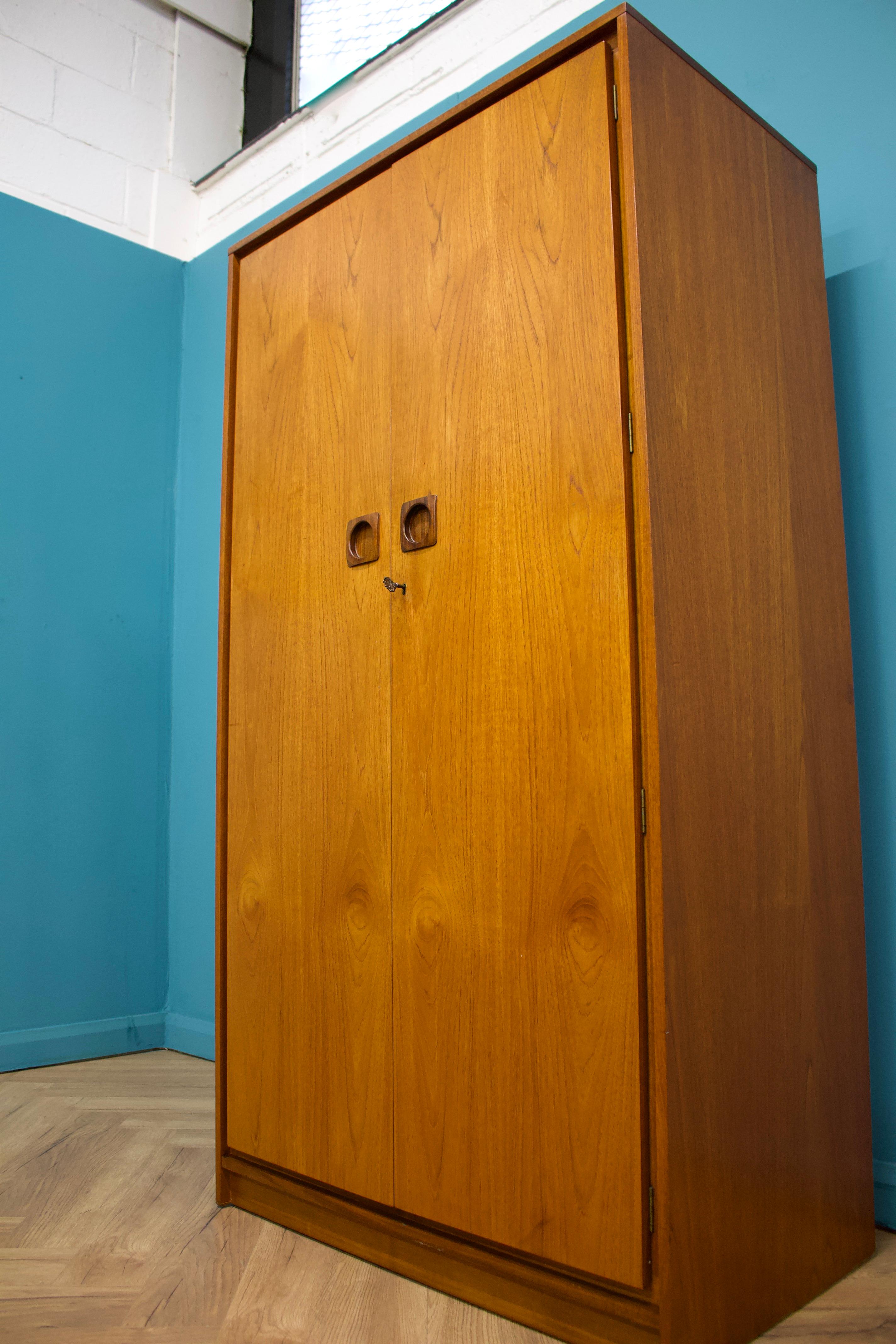 British Mid Century Teak Double Door Wardrobe from Wrighton, 1960s