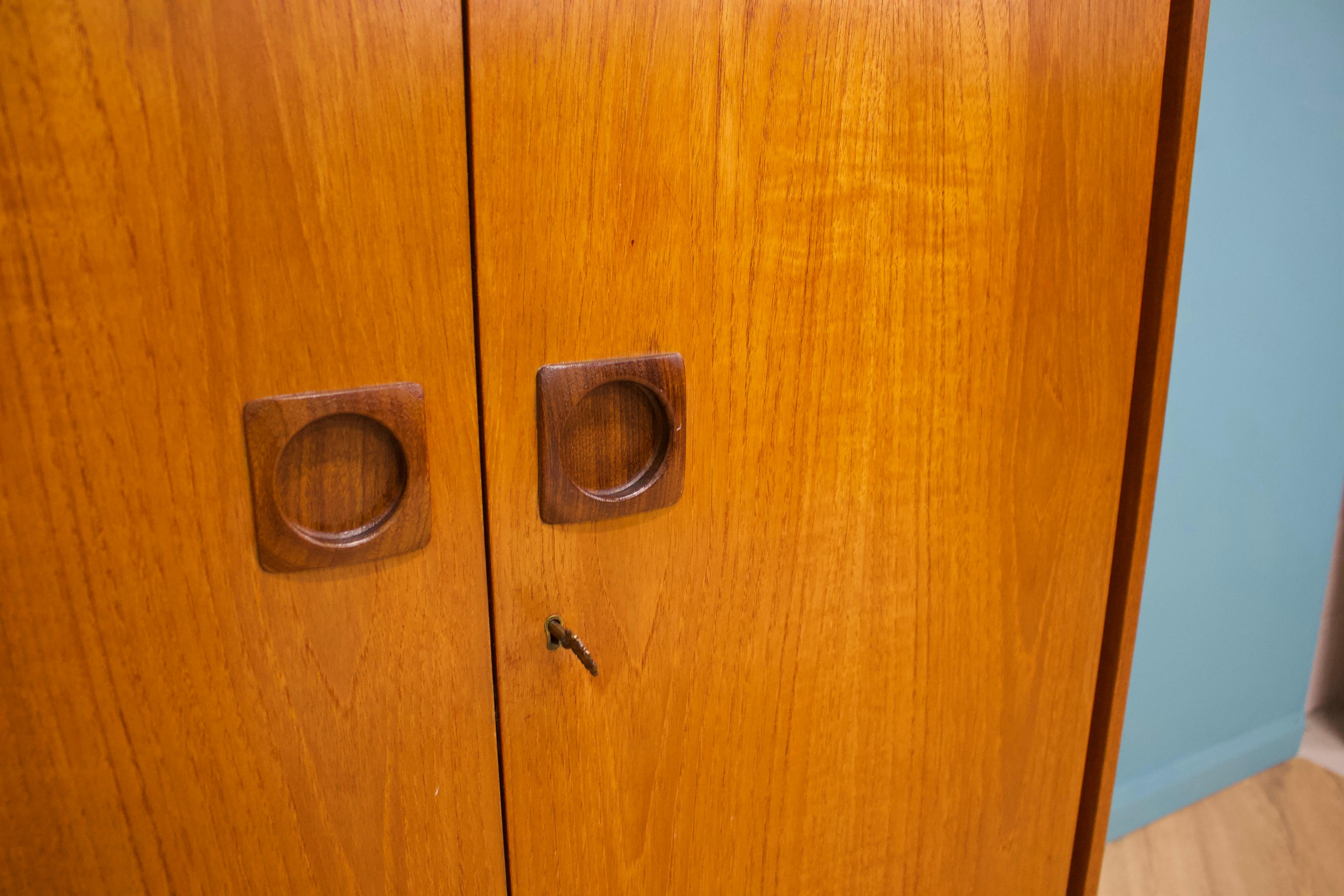 Veneer Mid Century Teak Double Door Wardrobe from Wrighton, 1960s