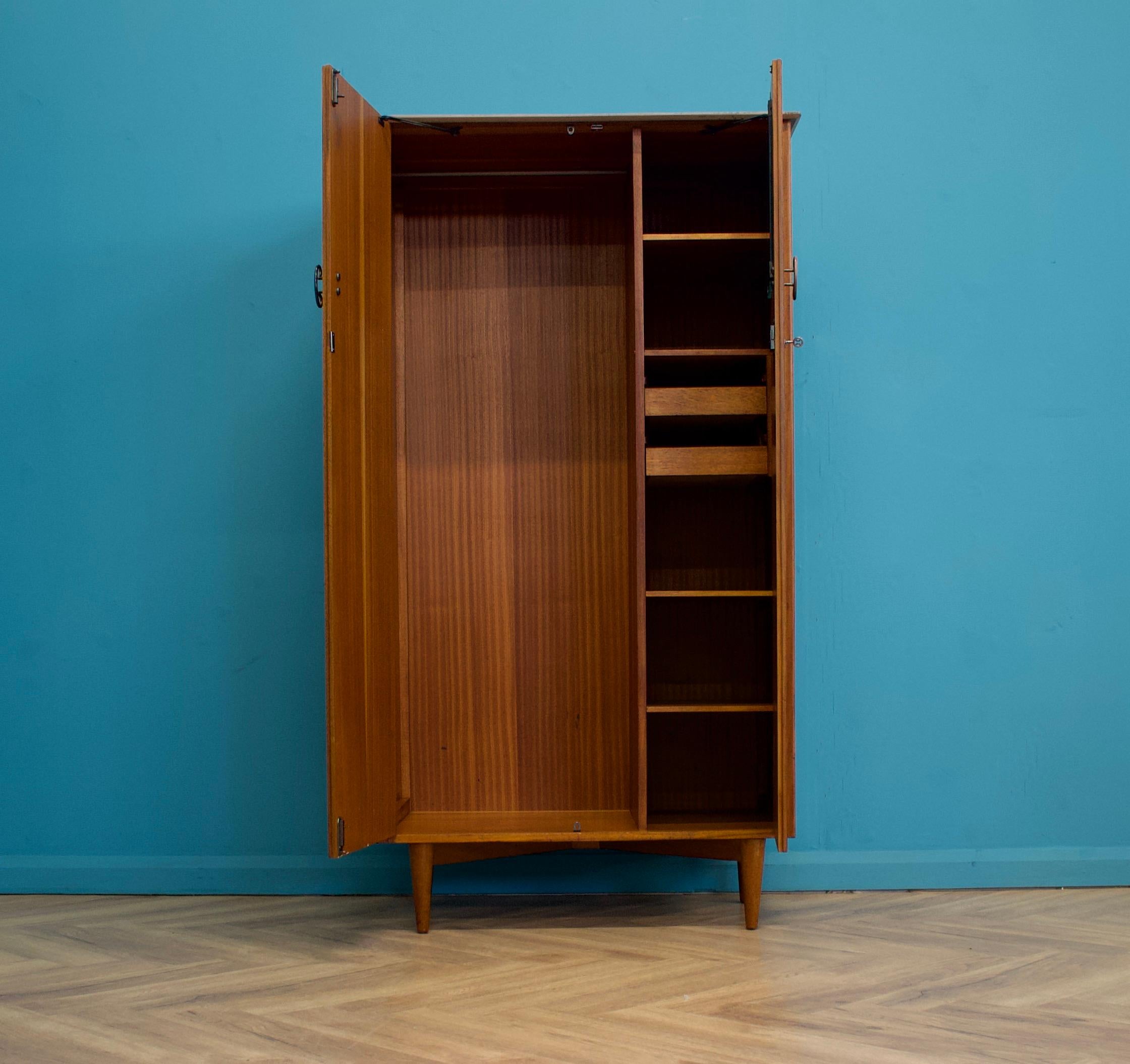 Veneer Mid Century Teak Double Door Wardrobe from Younger, 1960s