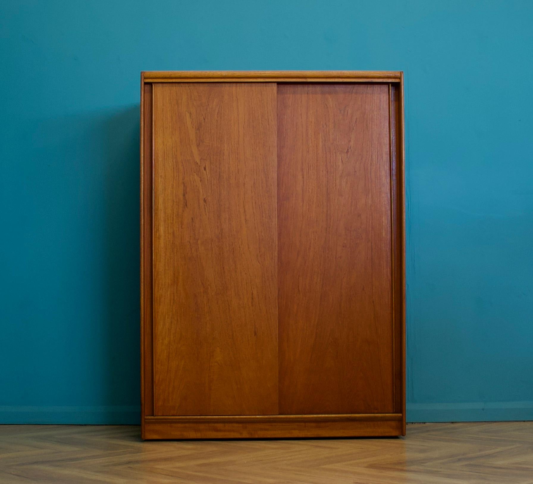 Mid-Century Modern Mid Century Teak Double Sliding Door Wardrobe from Austinsuite, 1960s