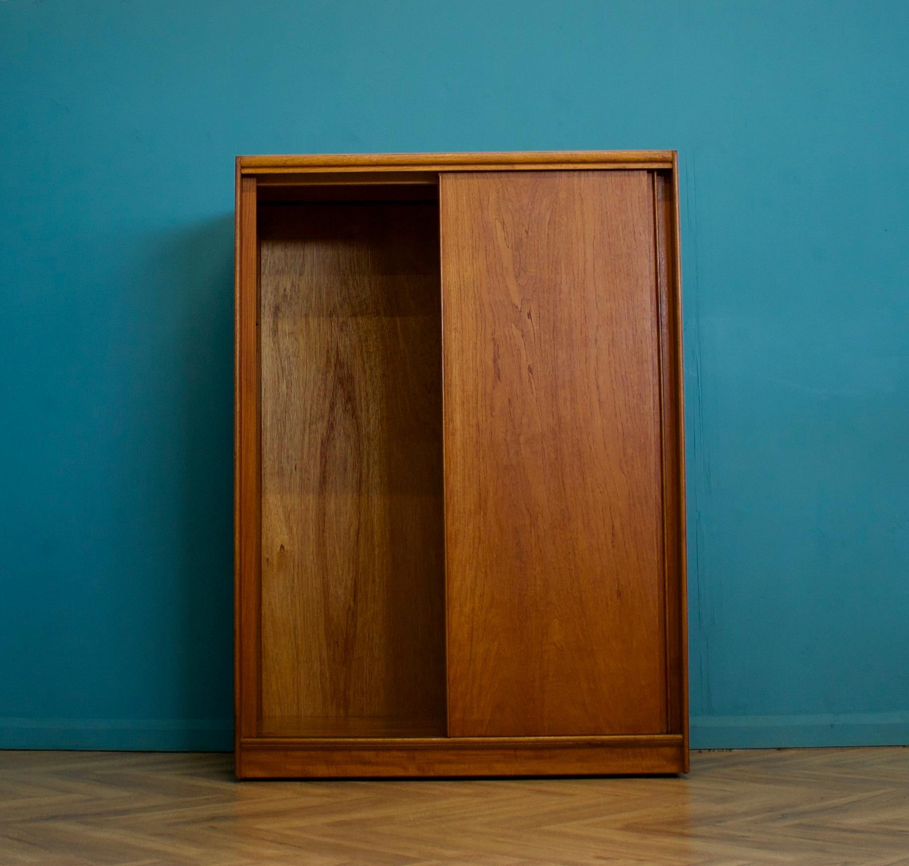Veneer Mid Century Teak Double Sliding Door Wardrobe from Austinsuite, 1960s