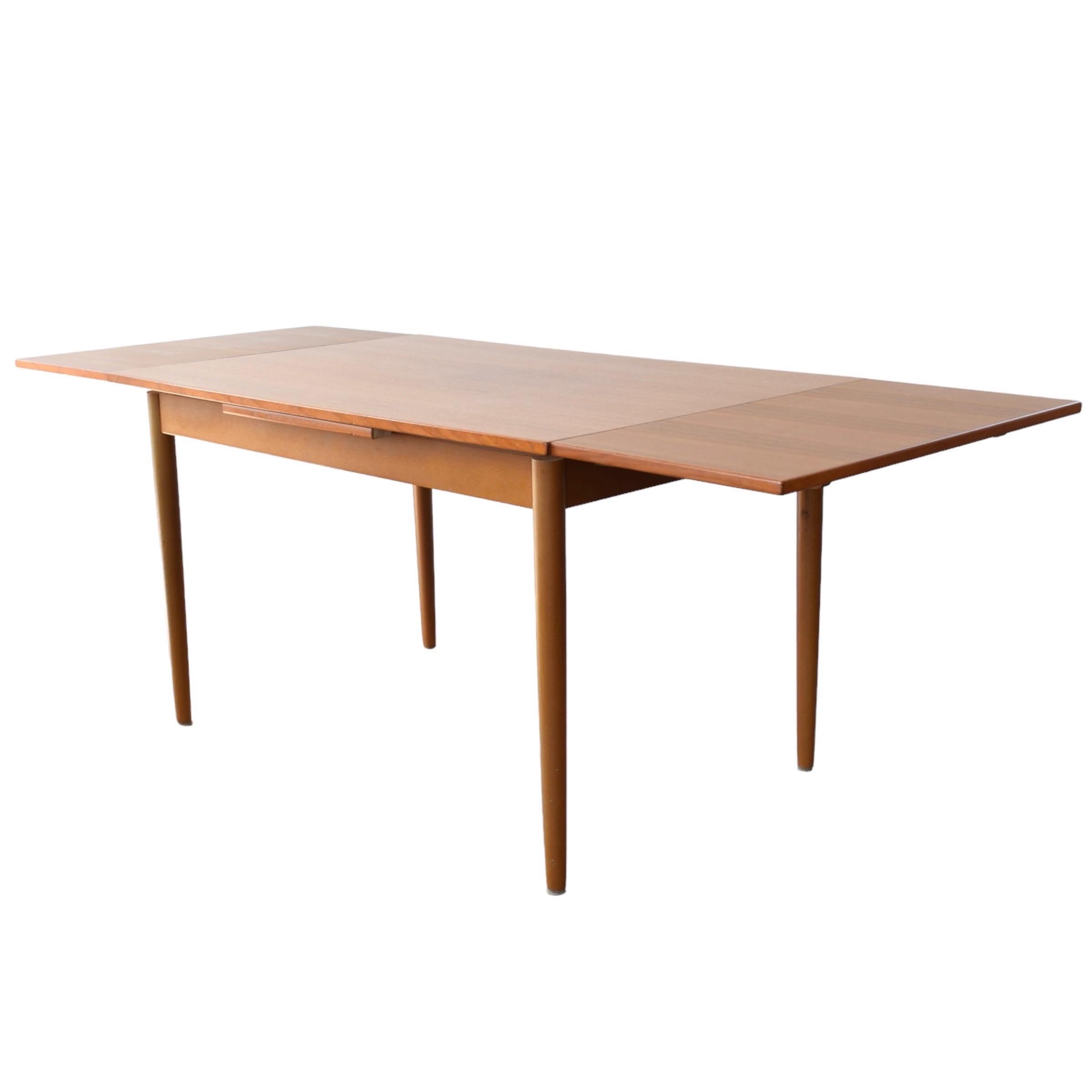 Mid Century Teak Draw Leaf Dining Table by Farstrup For Sale