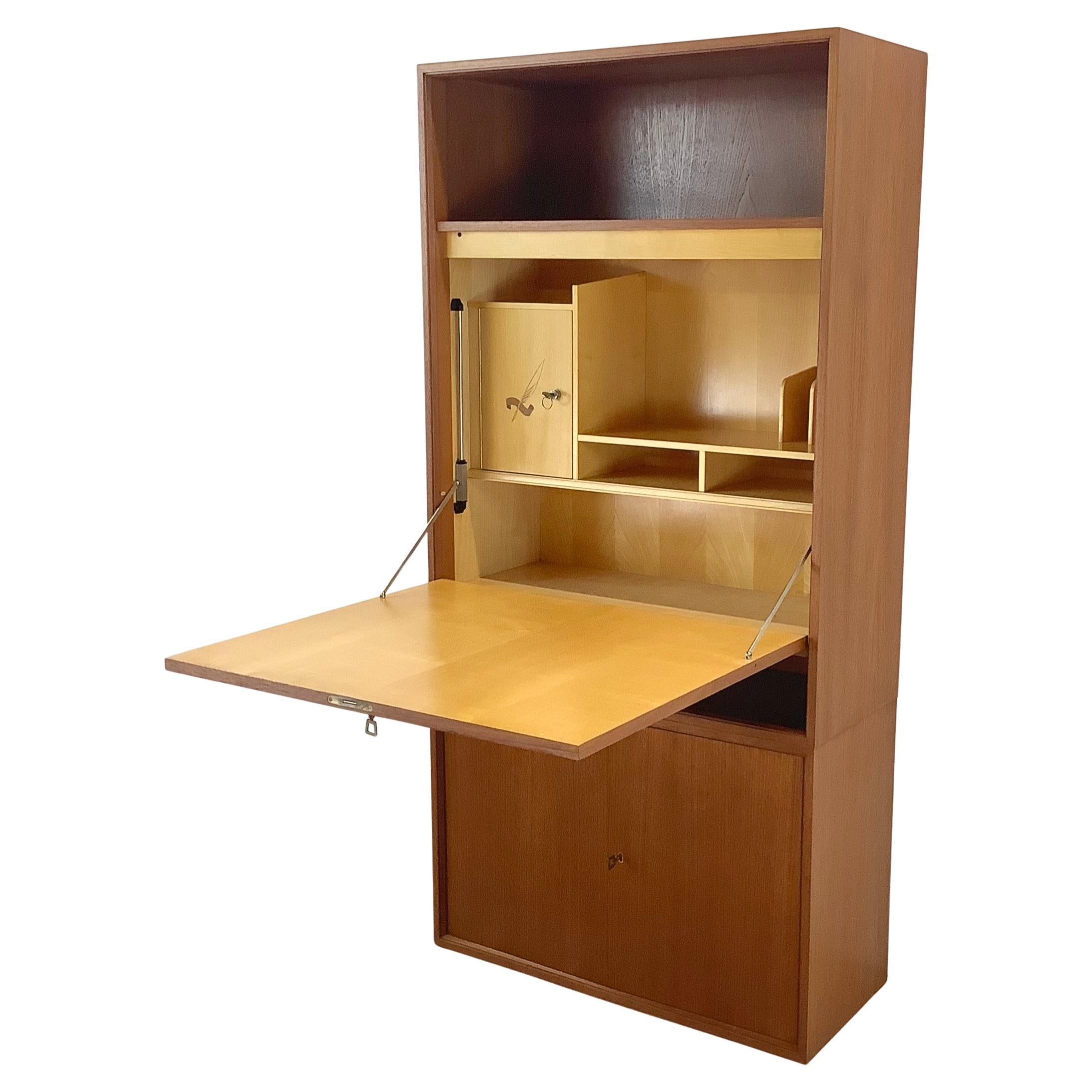 Scrivania a ribalta in teak di metà secolo di Franz Meyer Møbel