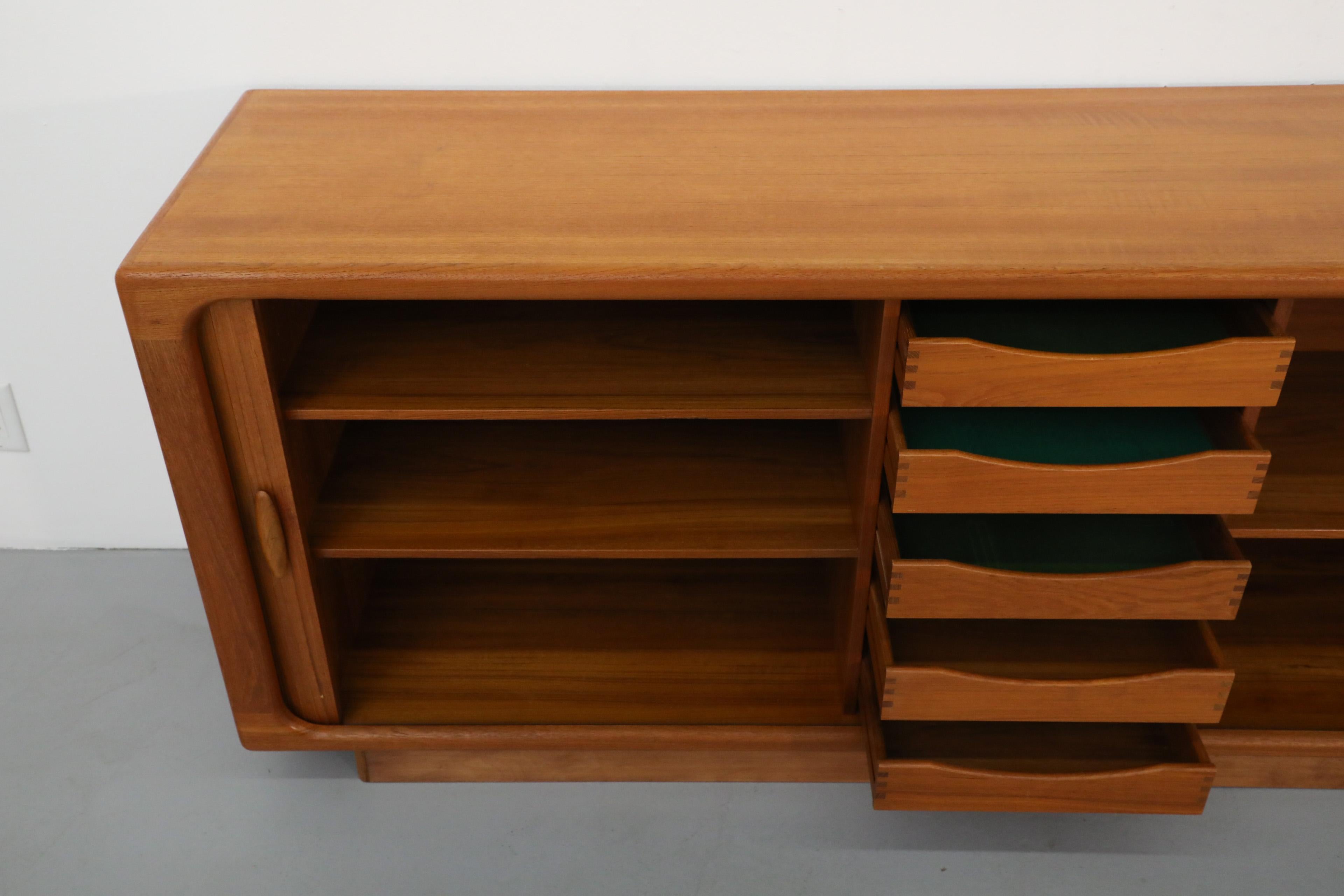Mid-Century Teak Dyrlund Sideboard with Beautiful Sliding Tambour Doors In Good Condition In Los Angeles, CA