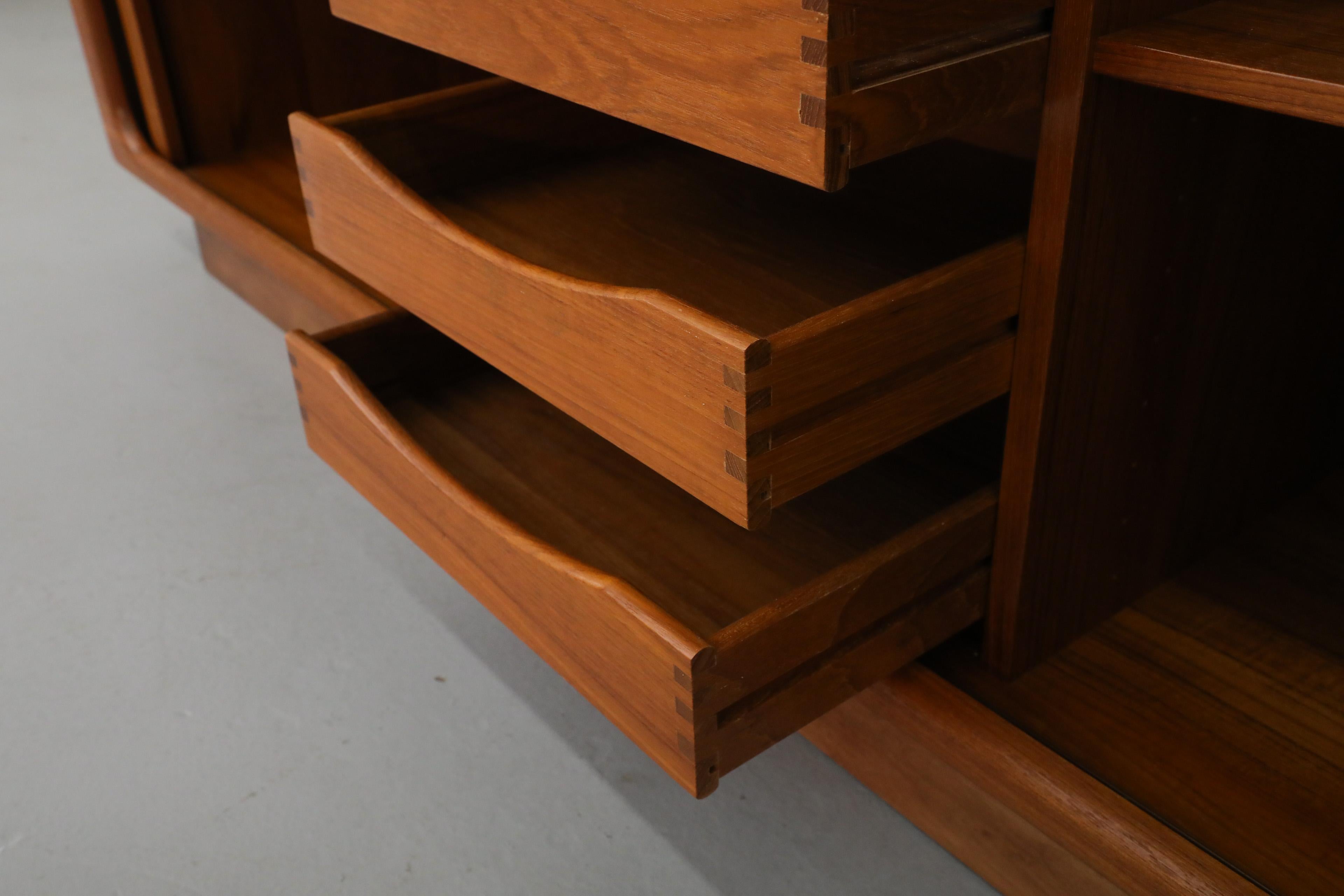 Mid-Century Teak Dyrlund Sideboard with Beautiful Sliding Tambour Doors 3