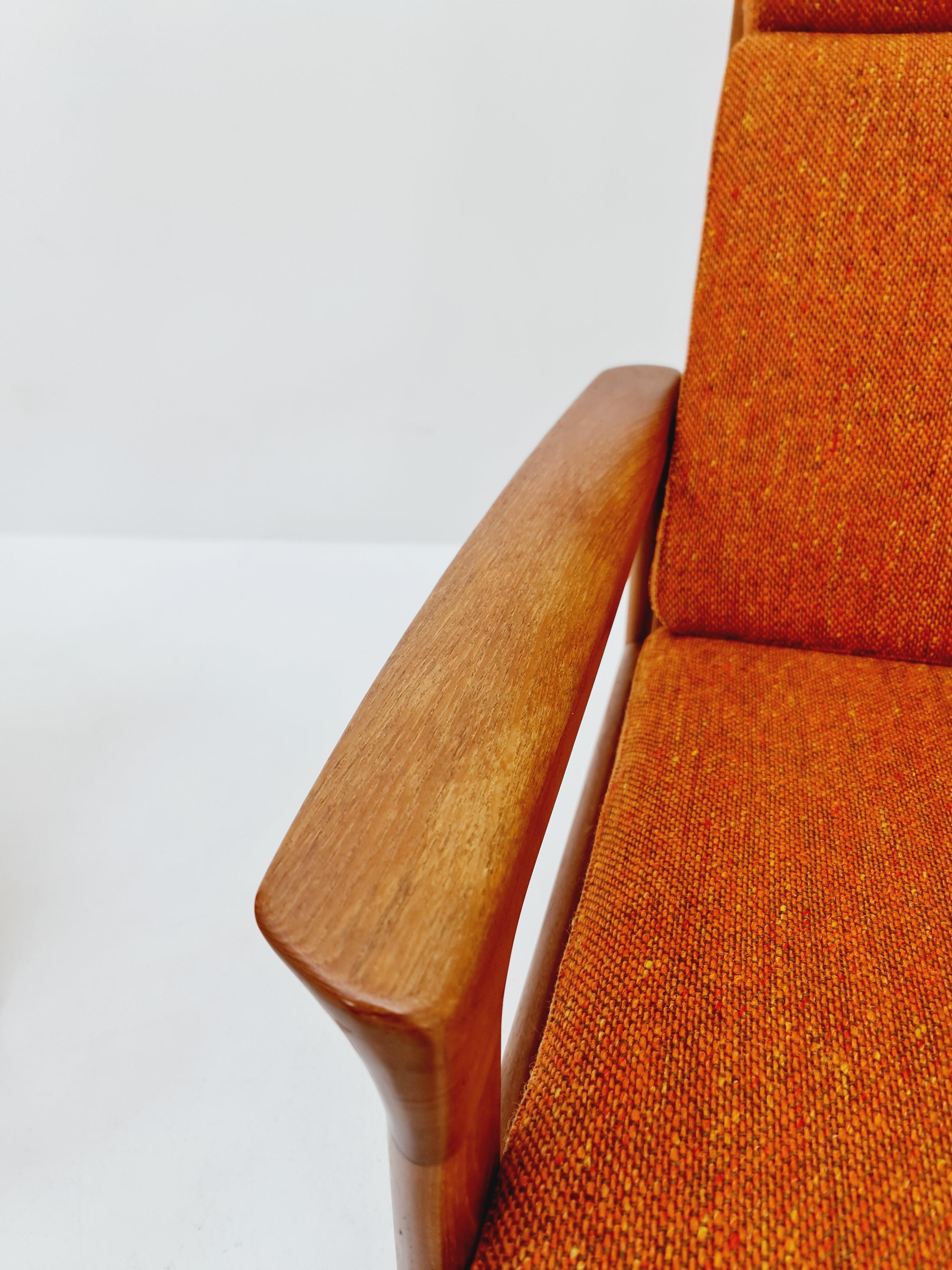 Mid century teak easy lounge high back chairs by Sven Ellekaer for Komfort  For Sale 3