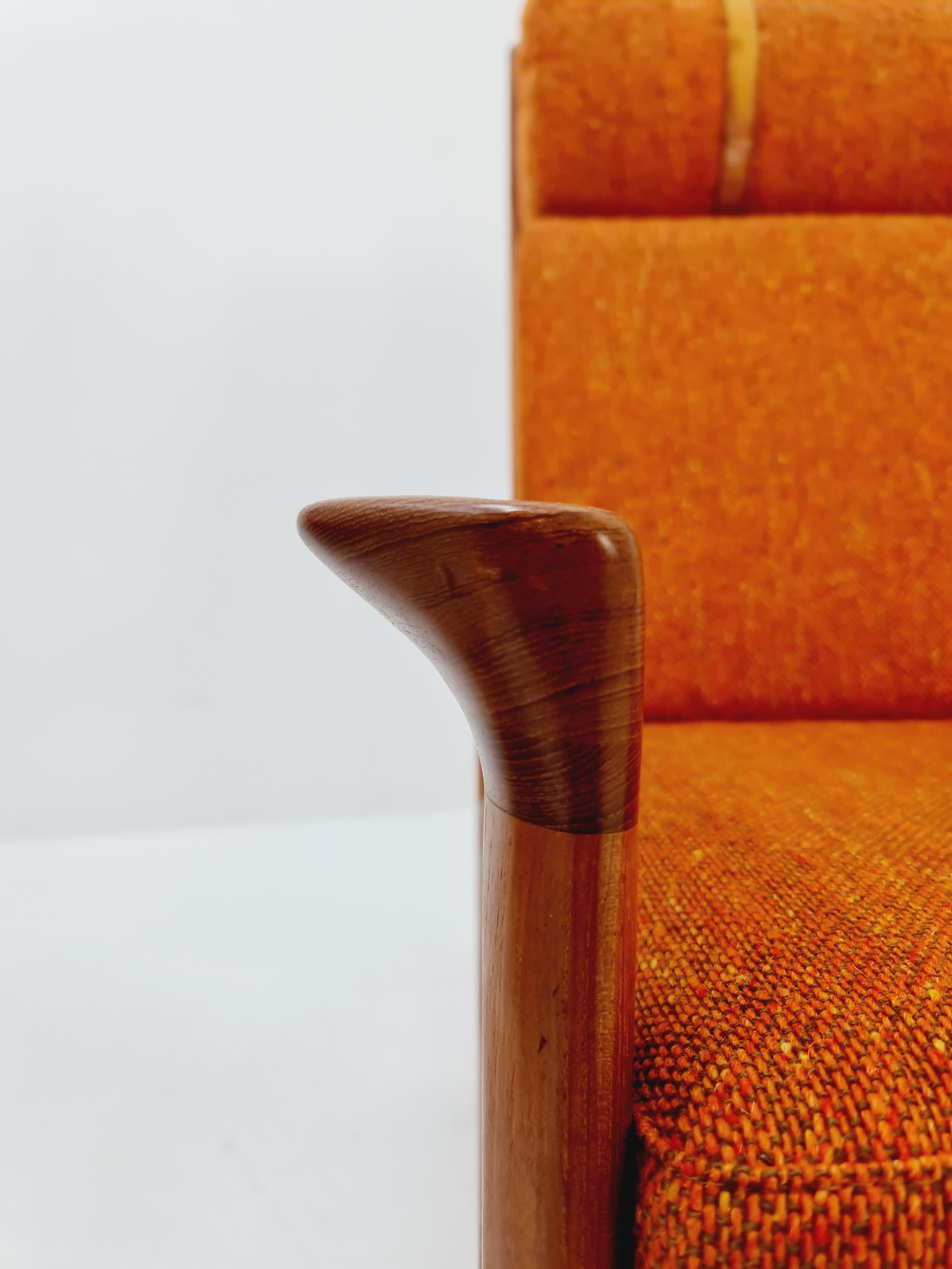 Mid century teak easy lounge high back chairs by Sven Ellekaer for Komfort  For Sale 2