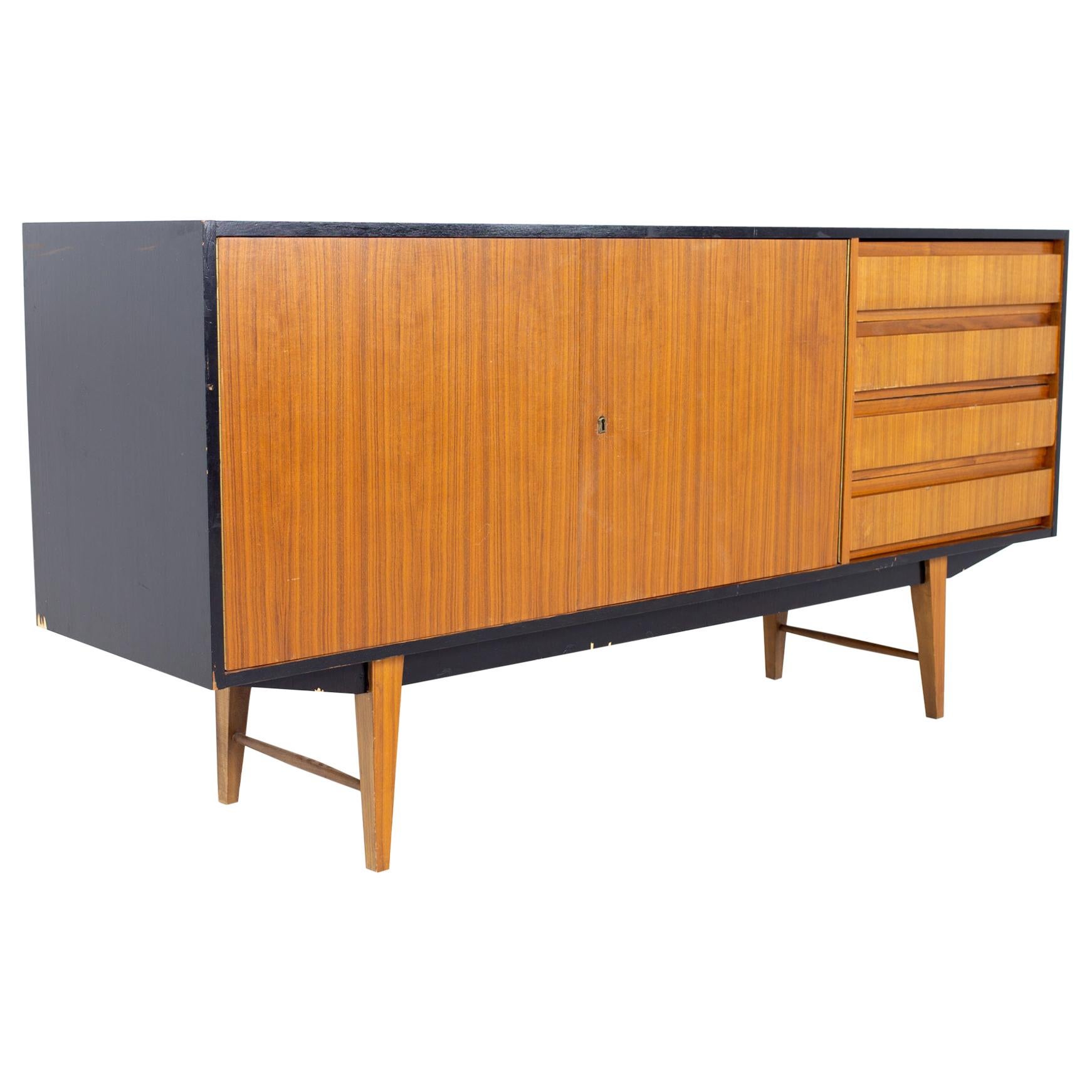 Mid Century Teak Ebonized Credenza