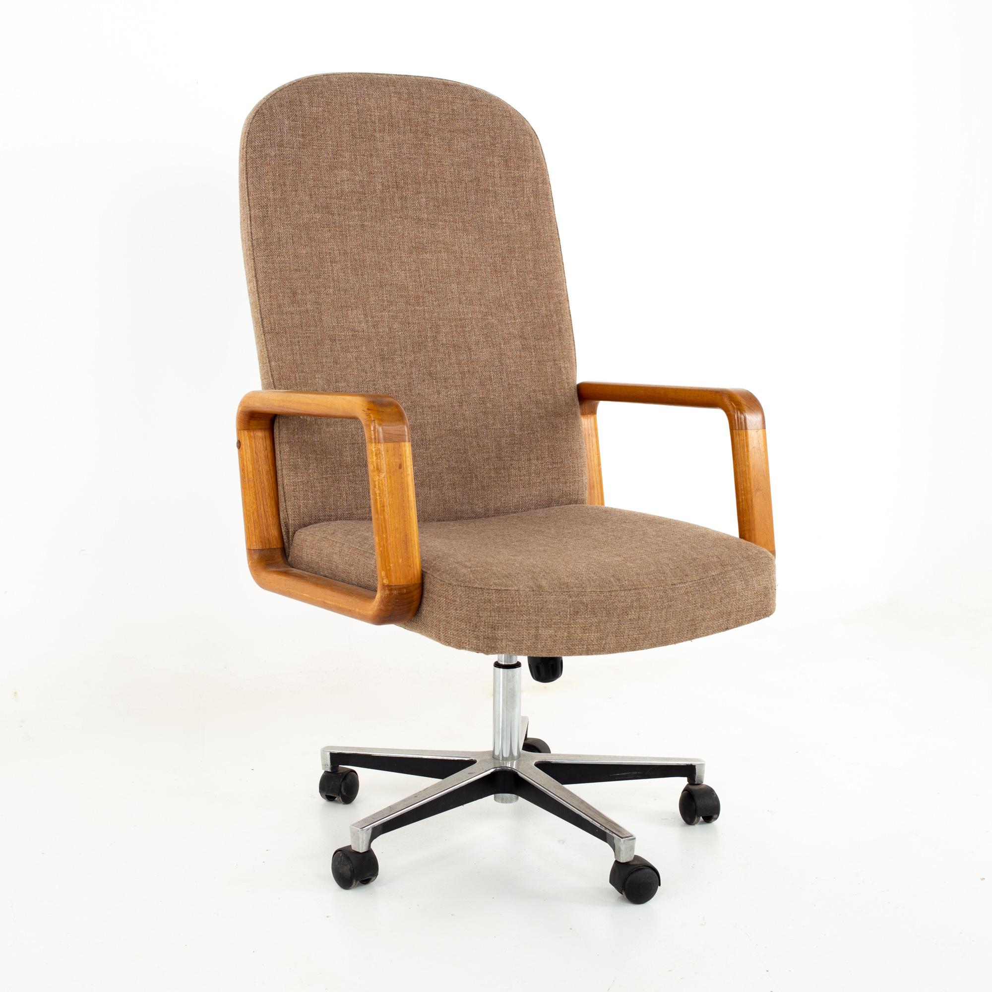 Upholstery Midcentury Teak Executive Desk Chair