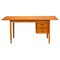 Mid-century Teak Expandable Desk with Sliding Drawers, Denmark c.1960