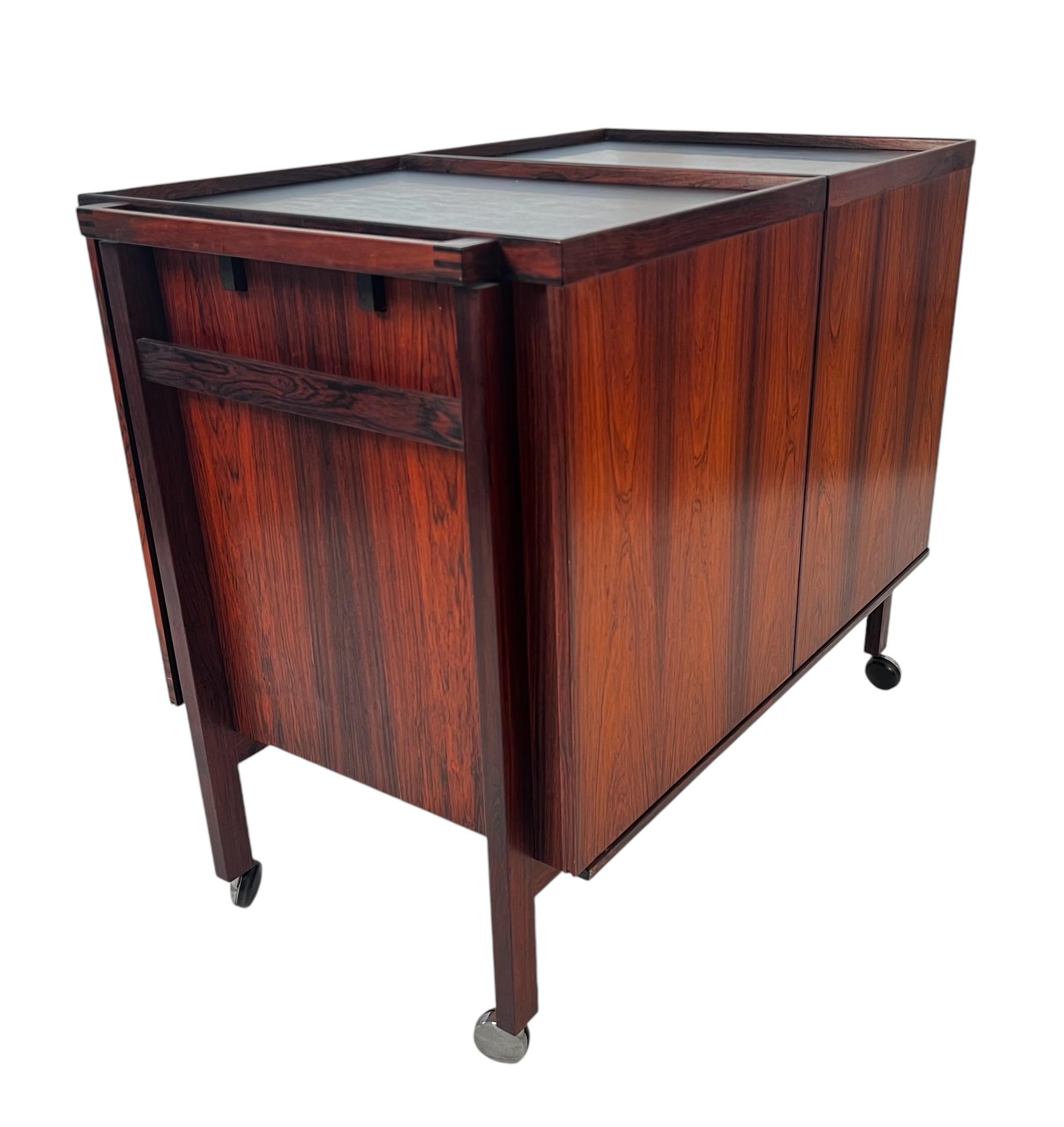 Mid Century Teak Expansion Bar Cart by Niels Erik & Glasdam Jensen 3