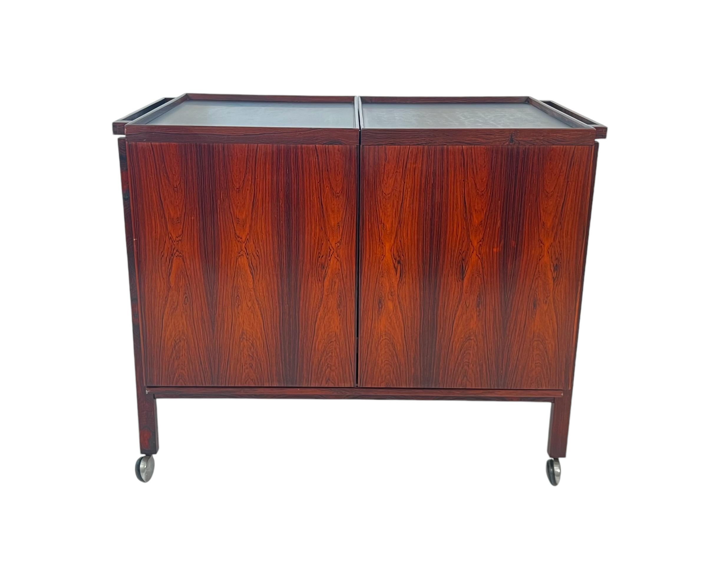 Mid Century Teak Expansion Bar Cart by Niels Erik & Glasdam Jensen 5