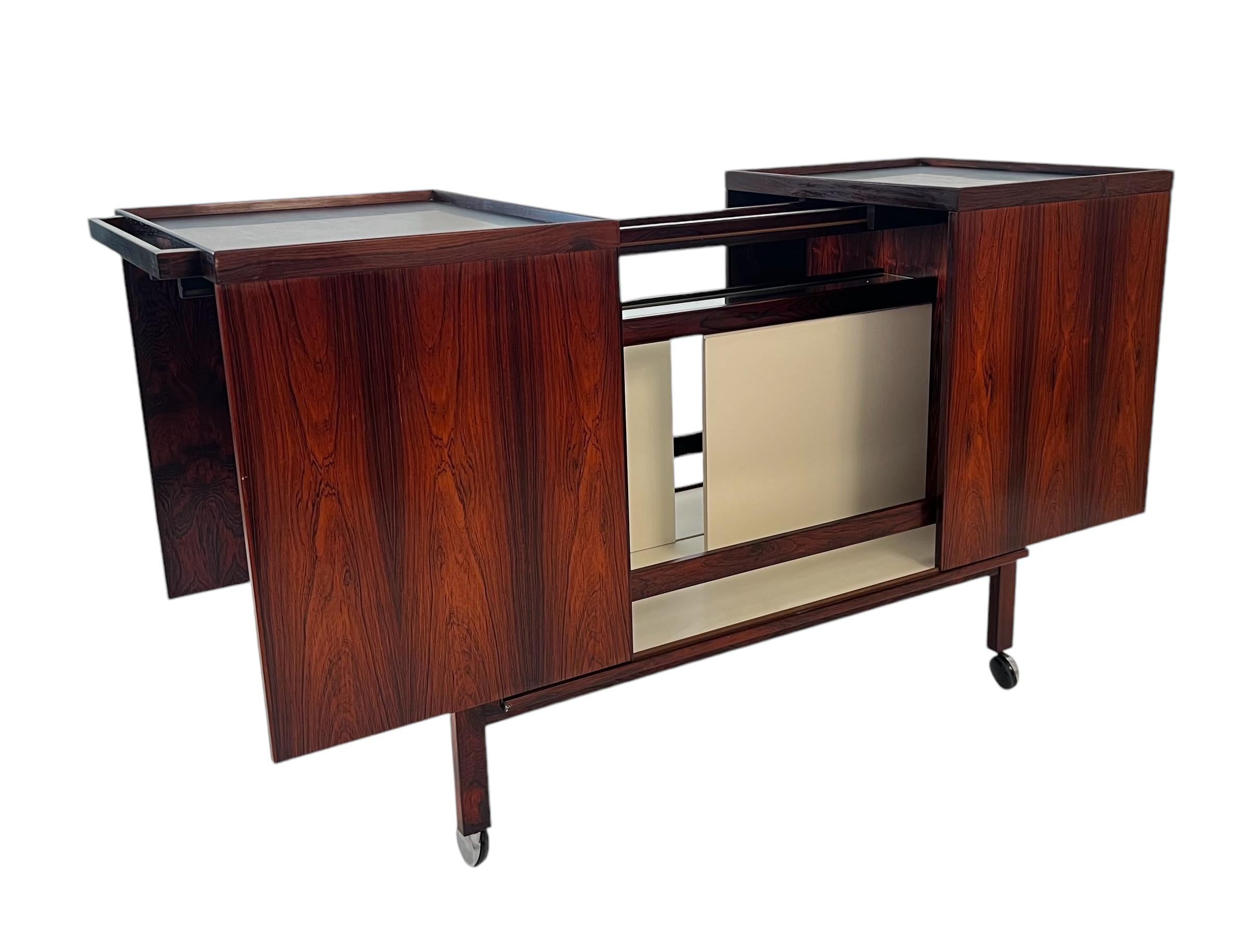 Formica Mid Century Teak Expansion Bar Cart by Niels Erik & Glasdam Jensen