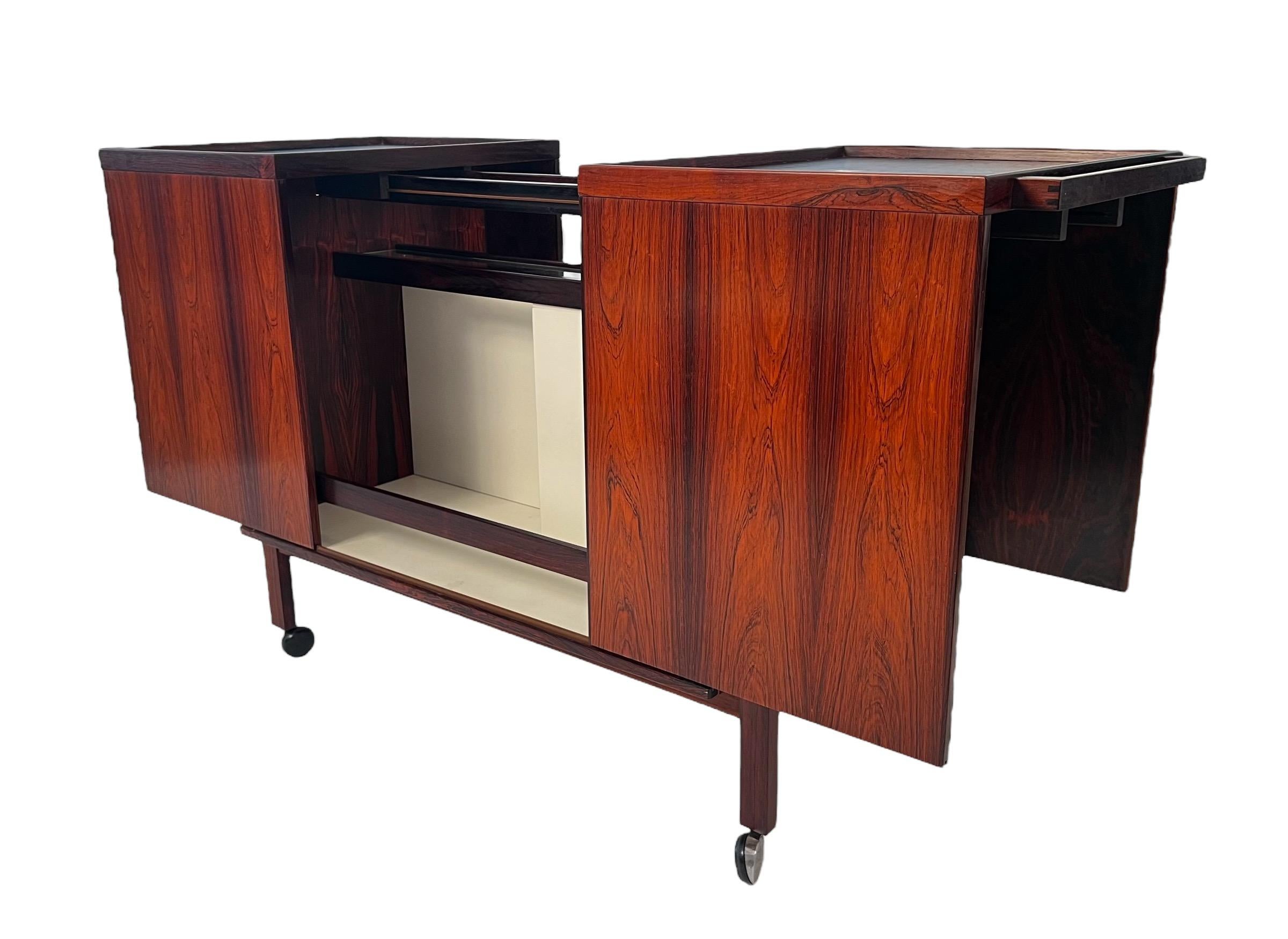 Mid Century Teak Expansion Bar Cart by Niels Erik & Glasdam Jensen 1