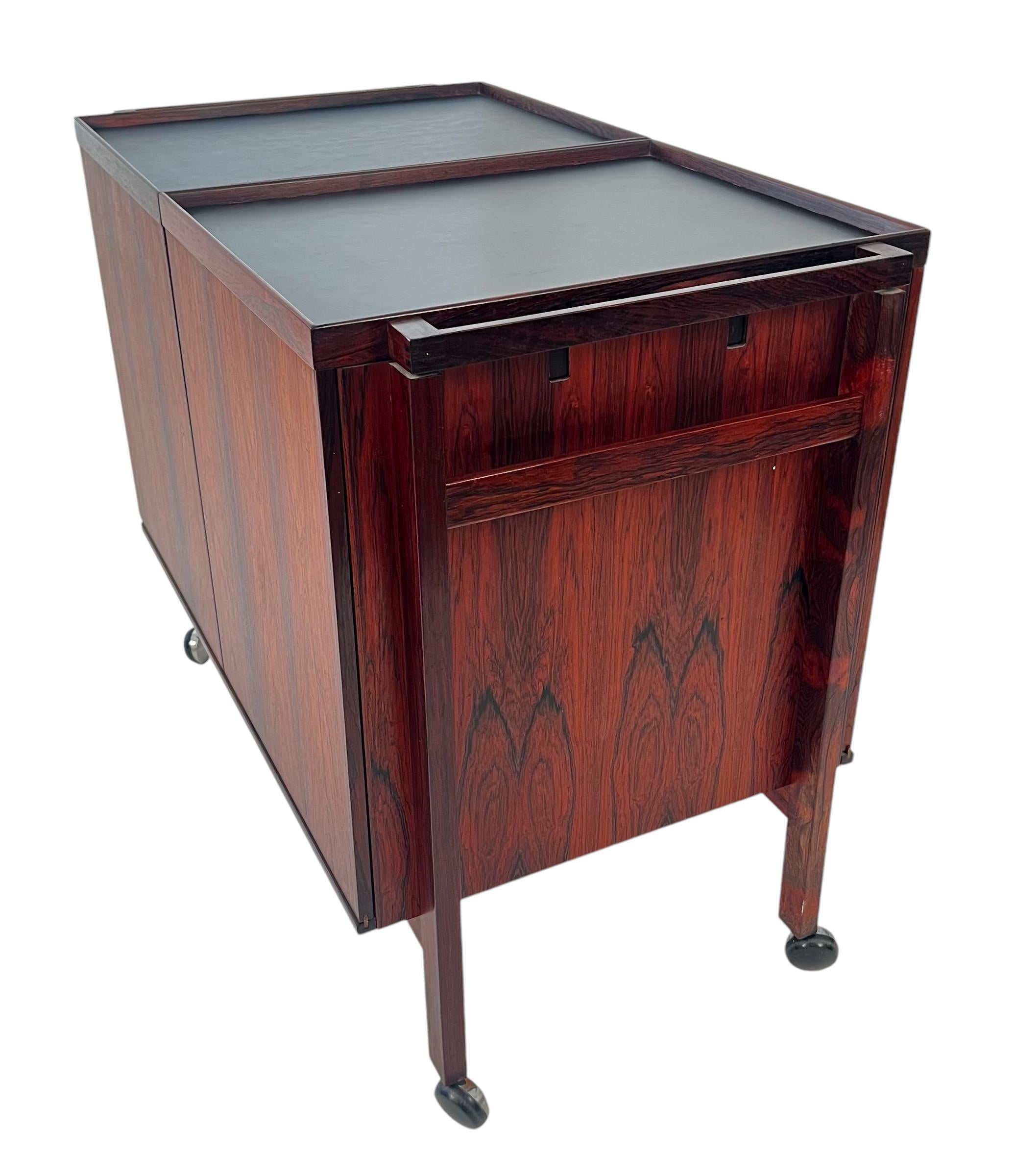 Mid Century Teak Expansion Bar Cart by Niels Erik & Glasdam Jensen 2
