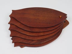 Mid-Century Teak “Fish” Wall-Mounted Board Set — Attributed to J. Quistgaard
