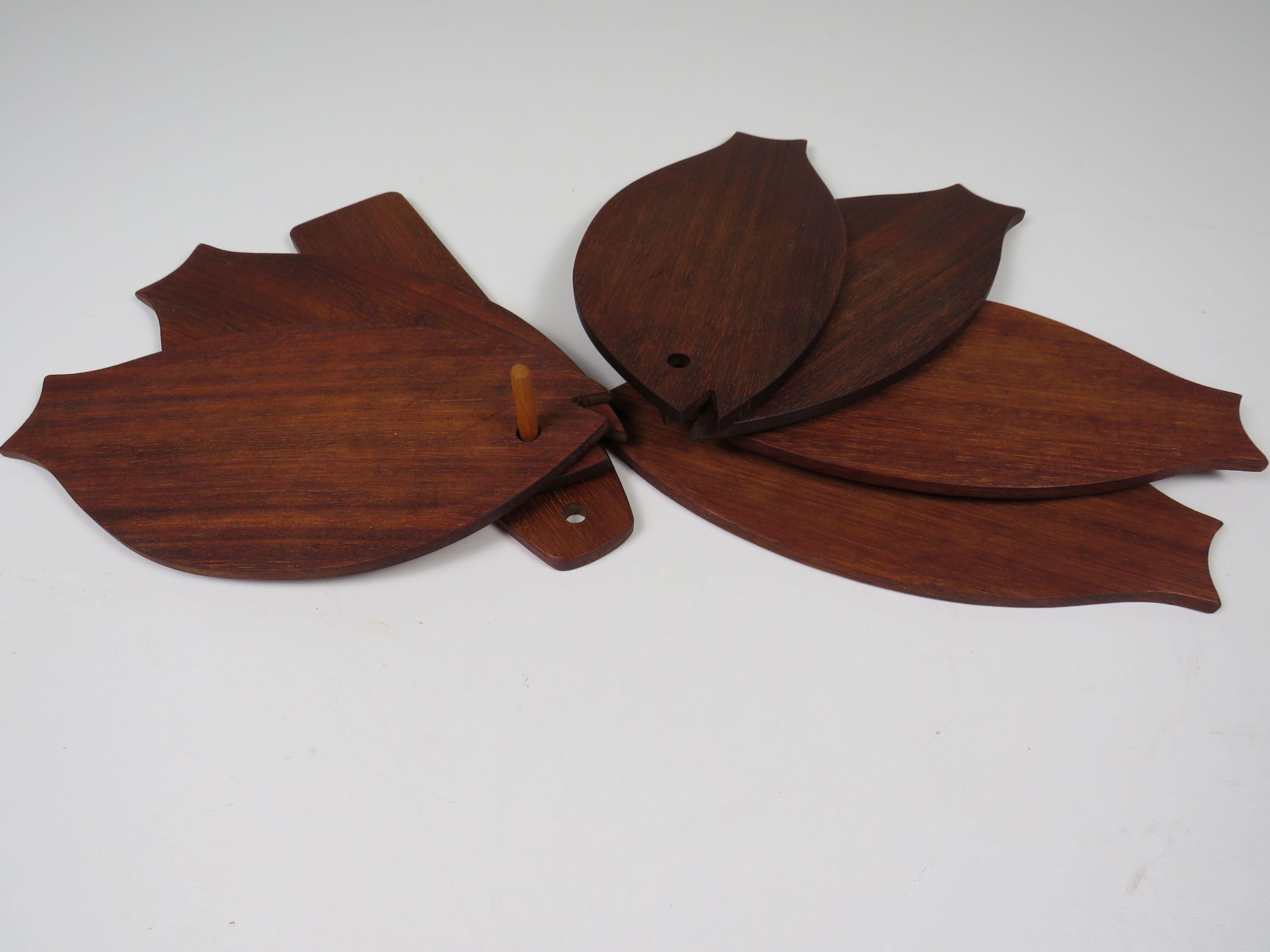 Teak Set di tavole da parete in teak 