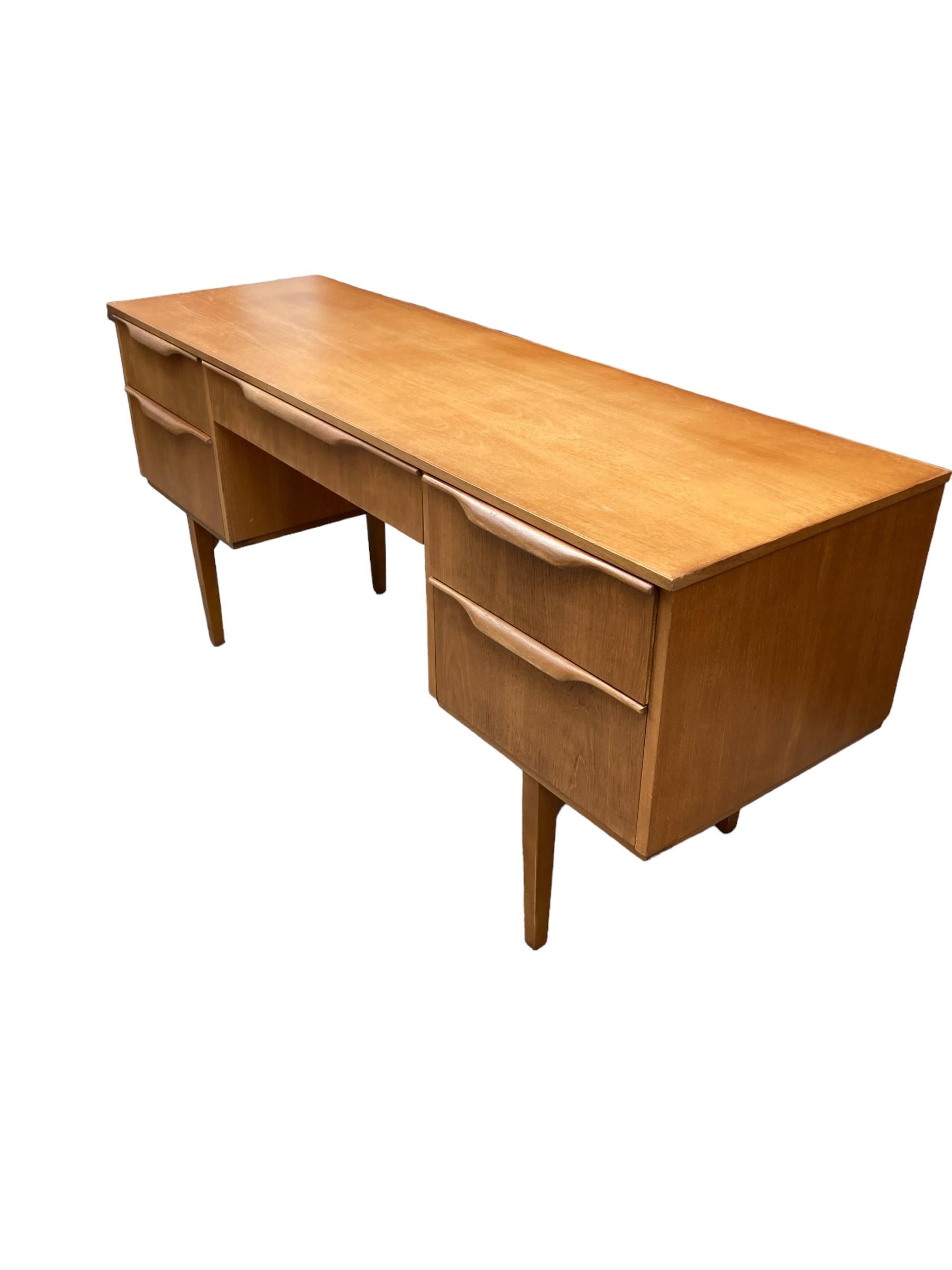 20th Century Mid Century Teak Five Drawer Austinsuite Low Desk/Dresser For Sale