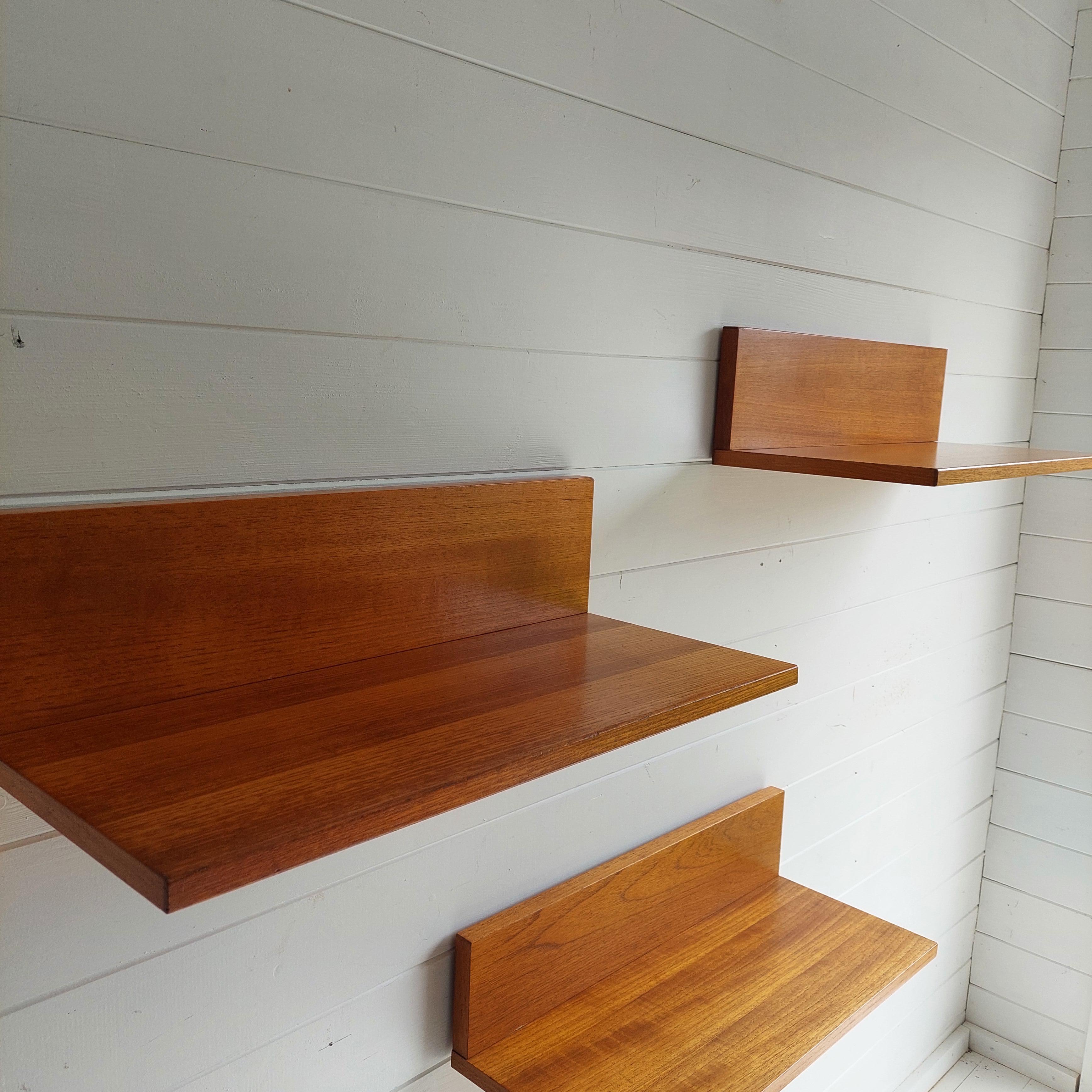 Mid century Teak floating wall shelf shelves  Beaver and Tapley 70s, set of 3 9