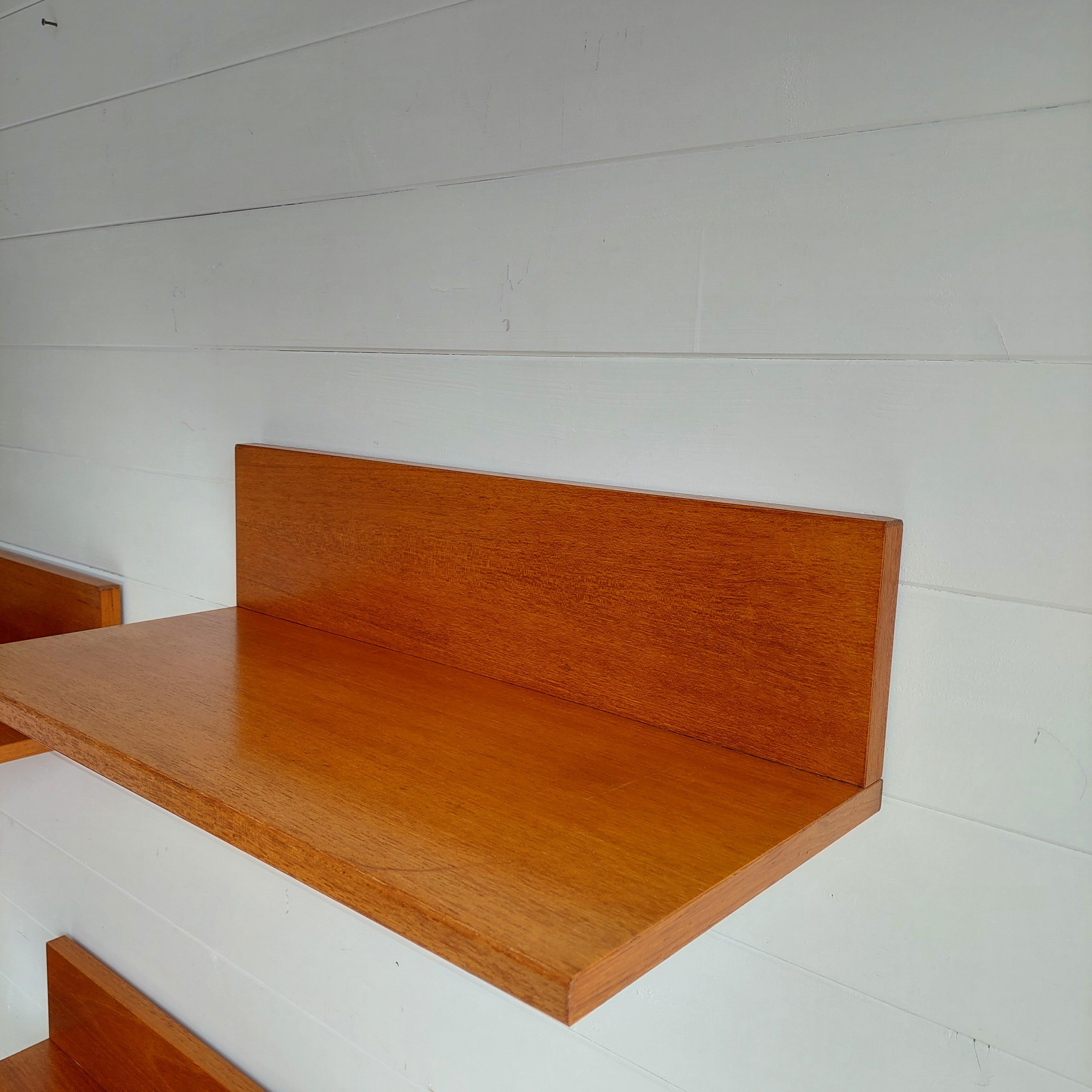 Mid century Teak floating wall shelf shelves  Beaver and Tapley 70s, set of 3 2