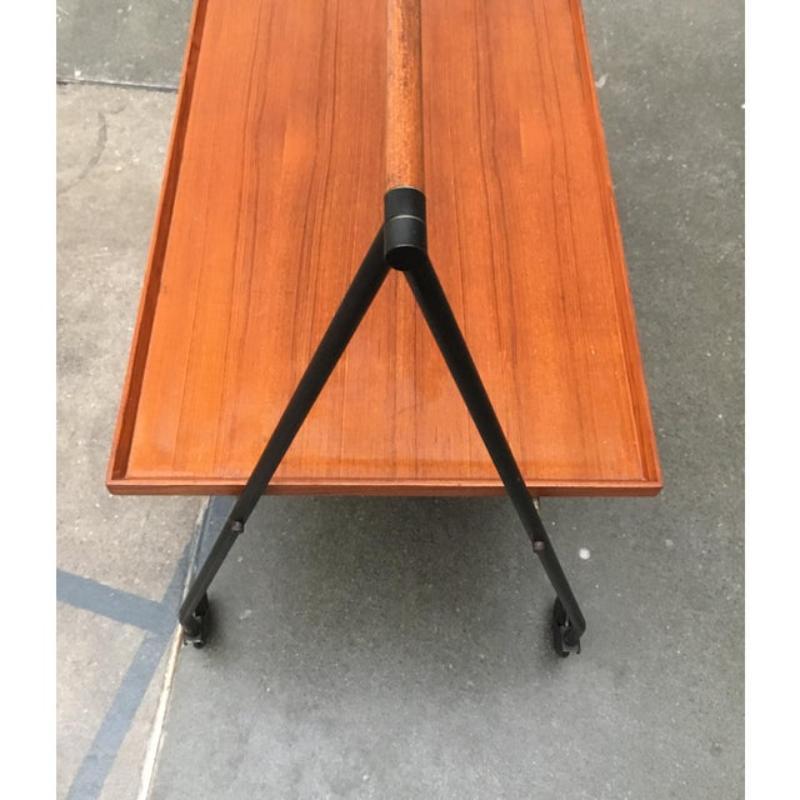 Mid-Century Teak Foldable Serving Cart For Sale 4