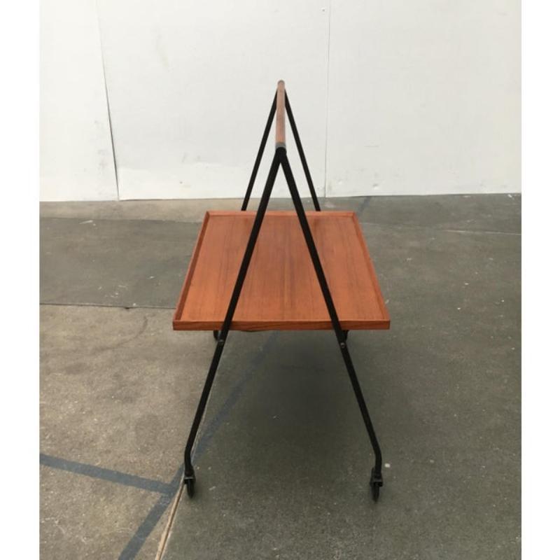Mid-Century Teak Foldable Serving Cart For Sale 6