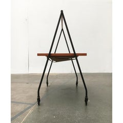 Mid-Century Teak Foldable Serving Cart