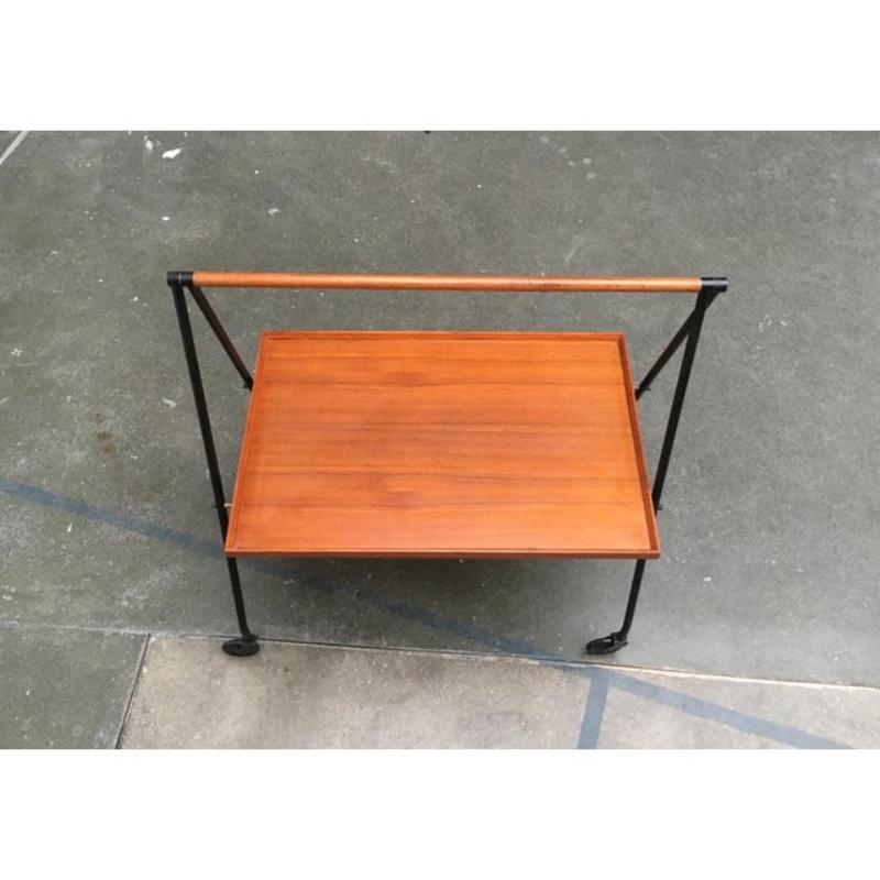 20th Century Mid-Century Teak Foldable Serving Cart For Sale