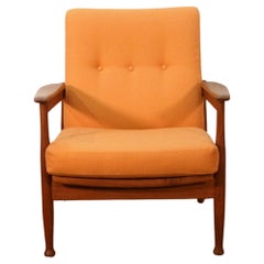 Mid Century Teak Framed Danish Style Reclining Lounge Chair by Guy Rodgers