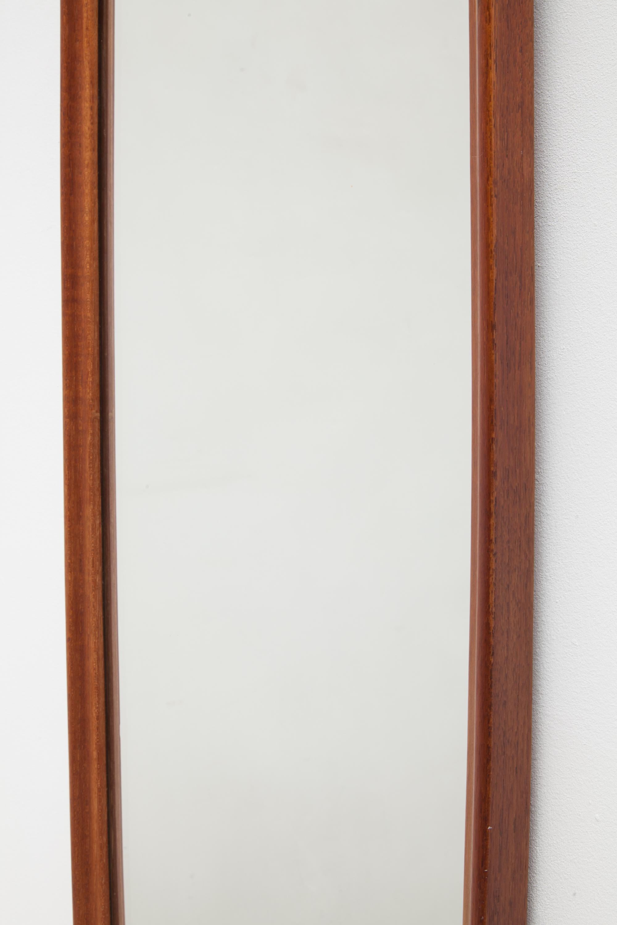 Danish Mid-Century Teak Framed Oval Ellipse Wall Mirror, Denmark