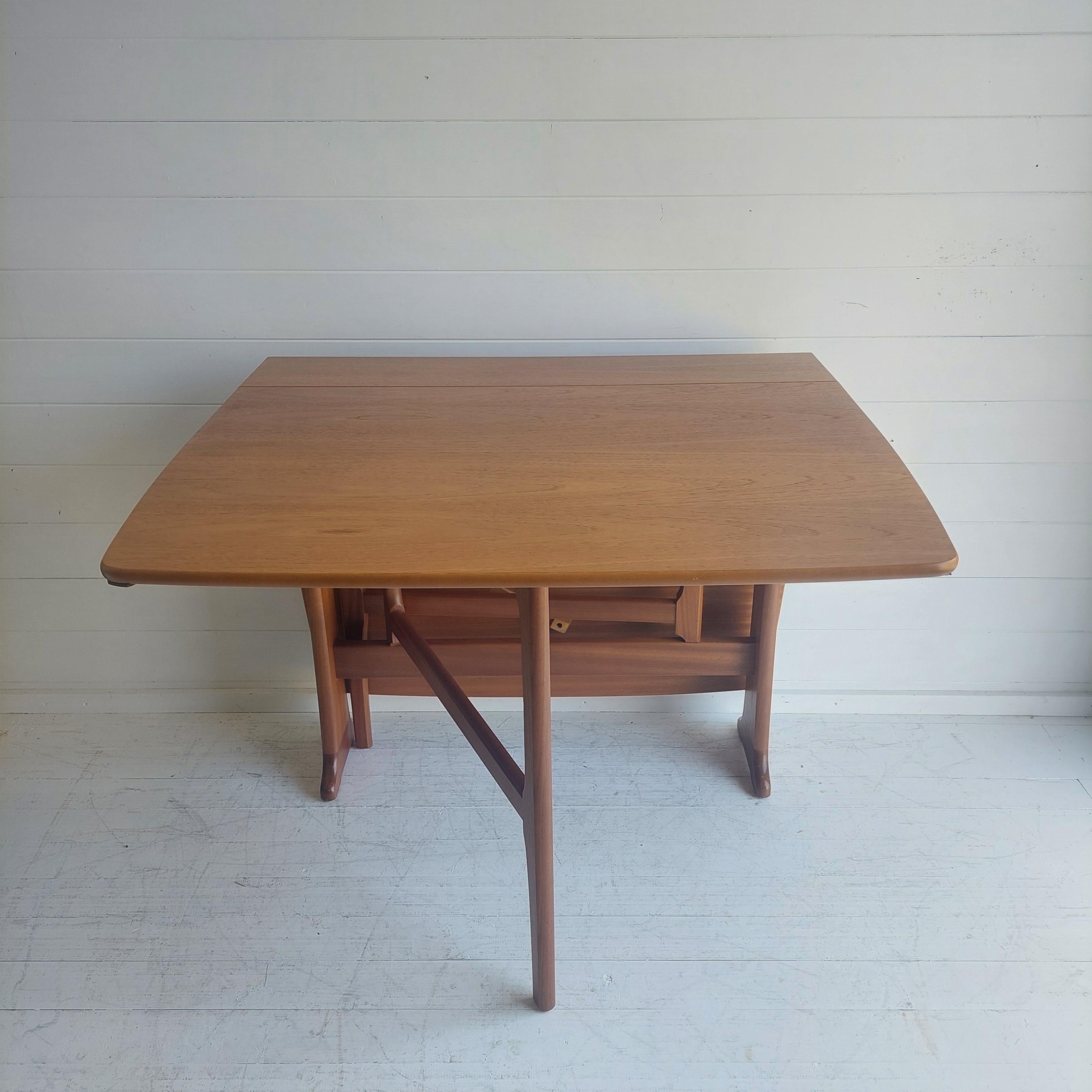 Midcentury Teak Gateleg Drop Leaf Dining Table by Legate, Gplan Style, 60s 3