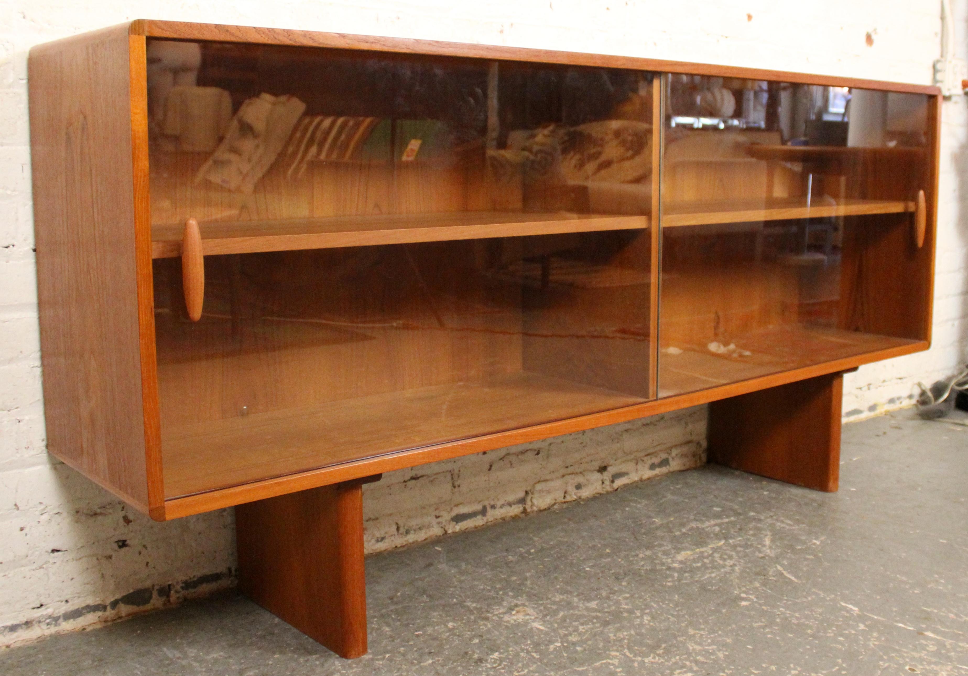 Mid-Century Modern Mid-Century Teak Glass Door Bookcase Topper by Dyrlund For Sale