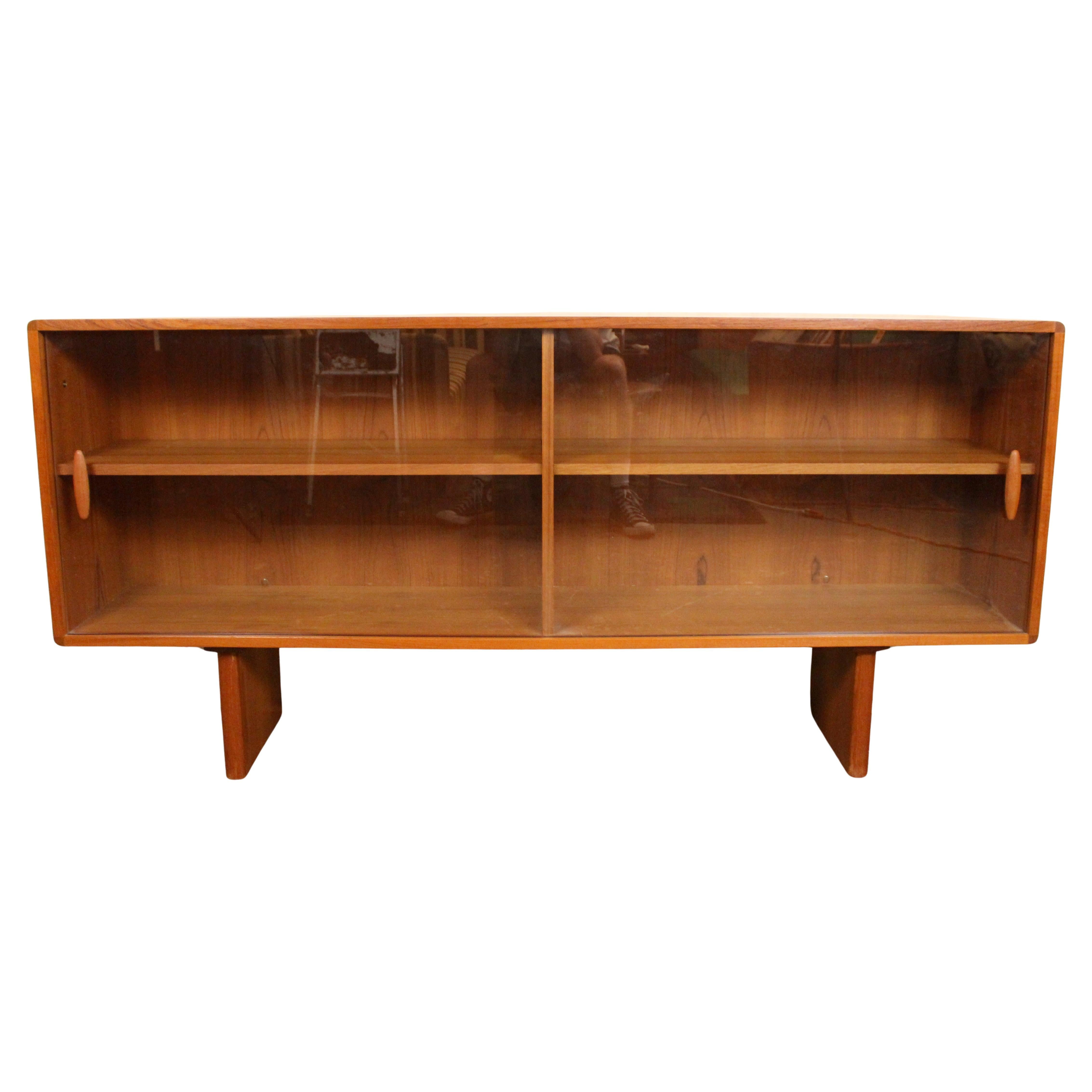 Mid-Century Teak Glass Door Bookcase Topper by Dyrlund For Sale