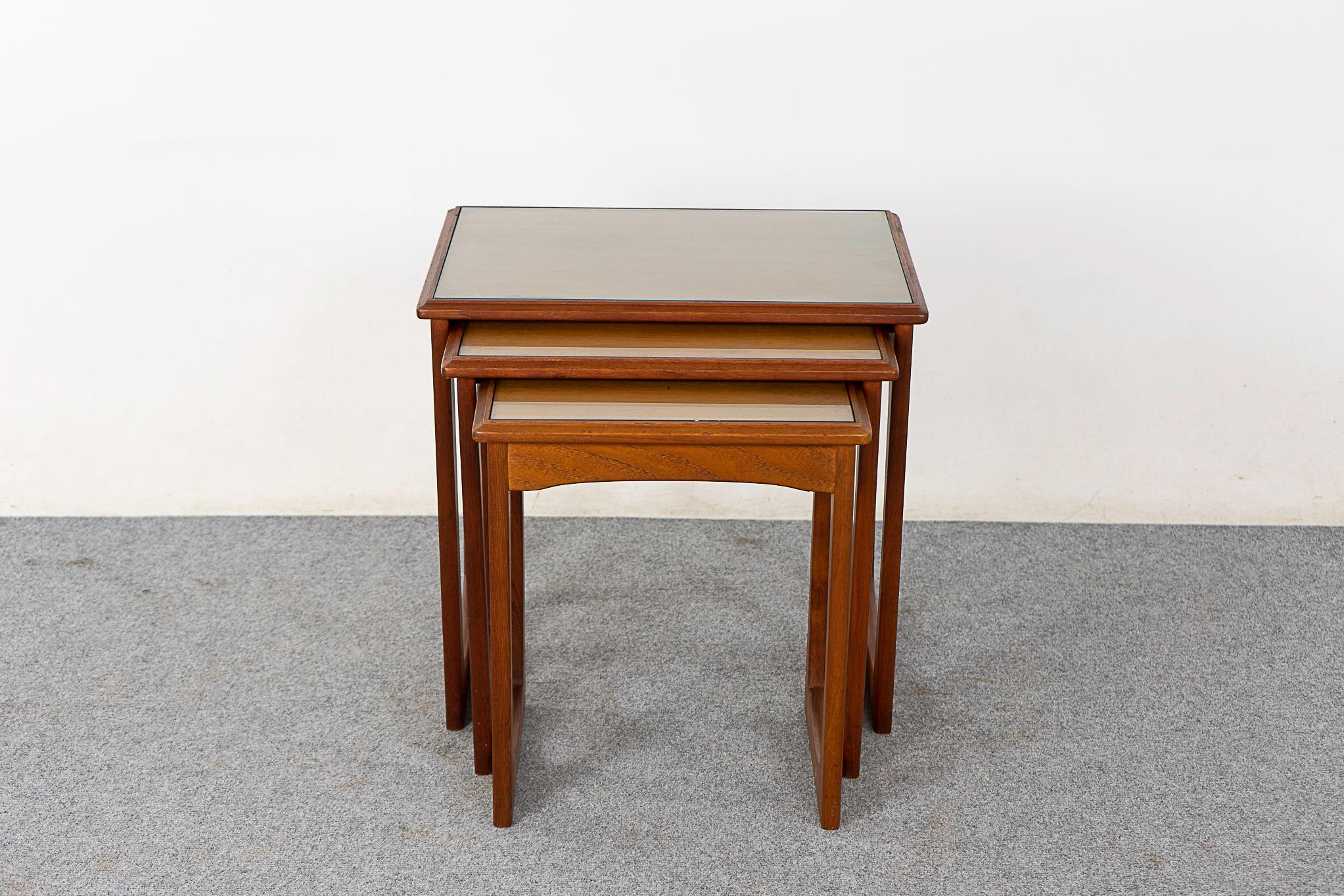 Veneer Mid-Century Teak & Glass Nesting Tables by  Chapman