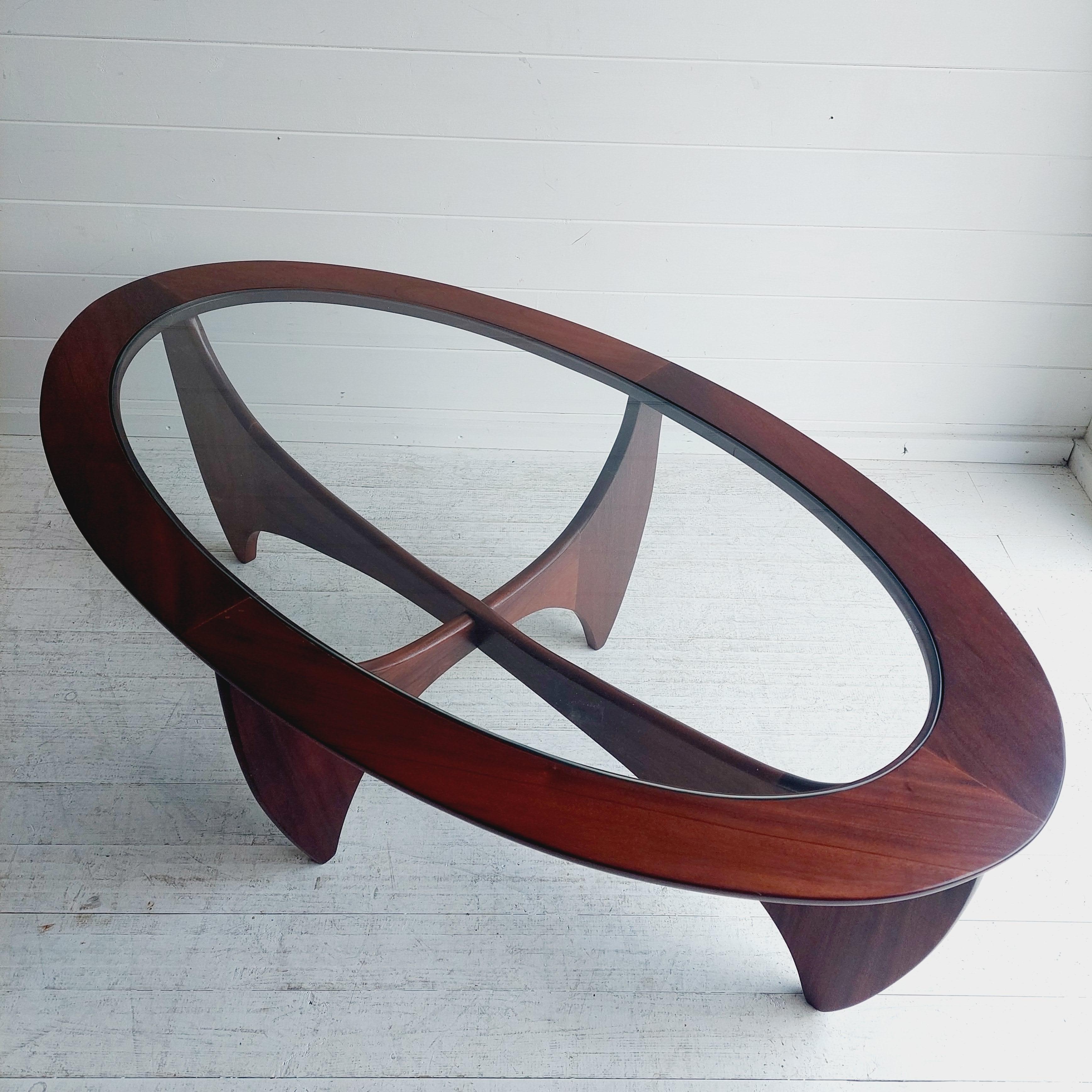 Mid Century Teak Glass Oval ‘Fresco Astro’ Coffee Table for G Plan 1960s 2